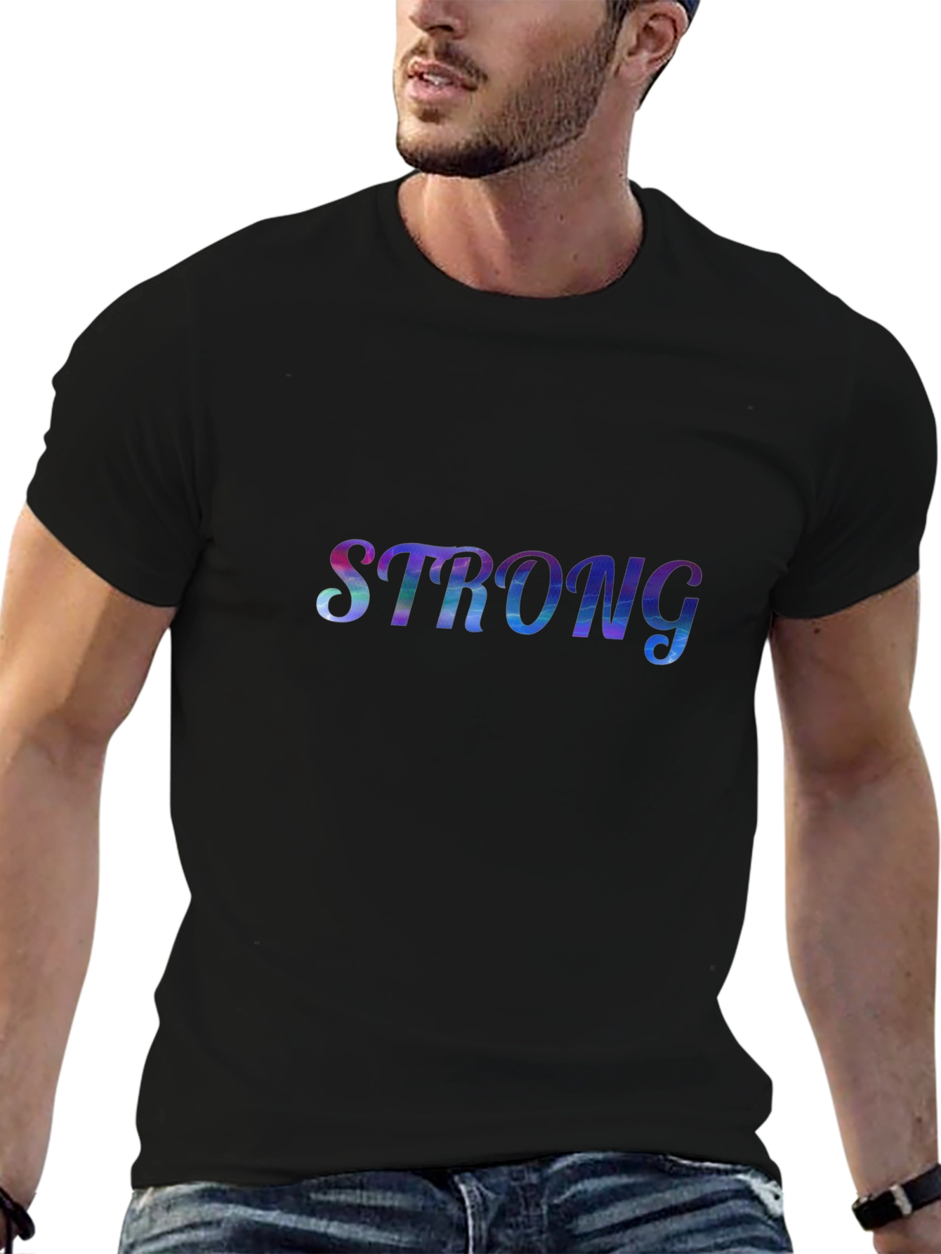 Strong Graphic Print Black T-Shirt