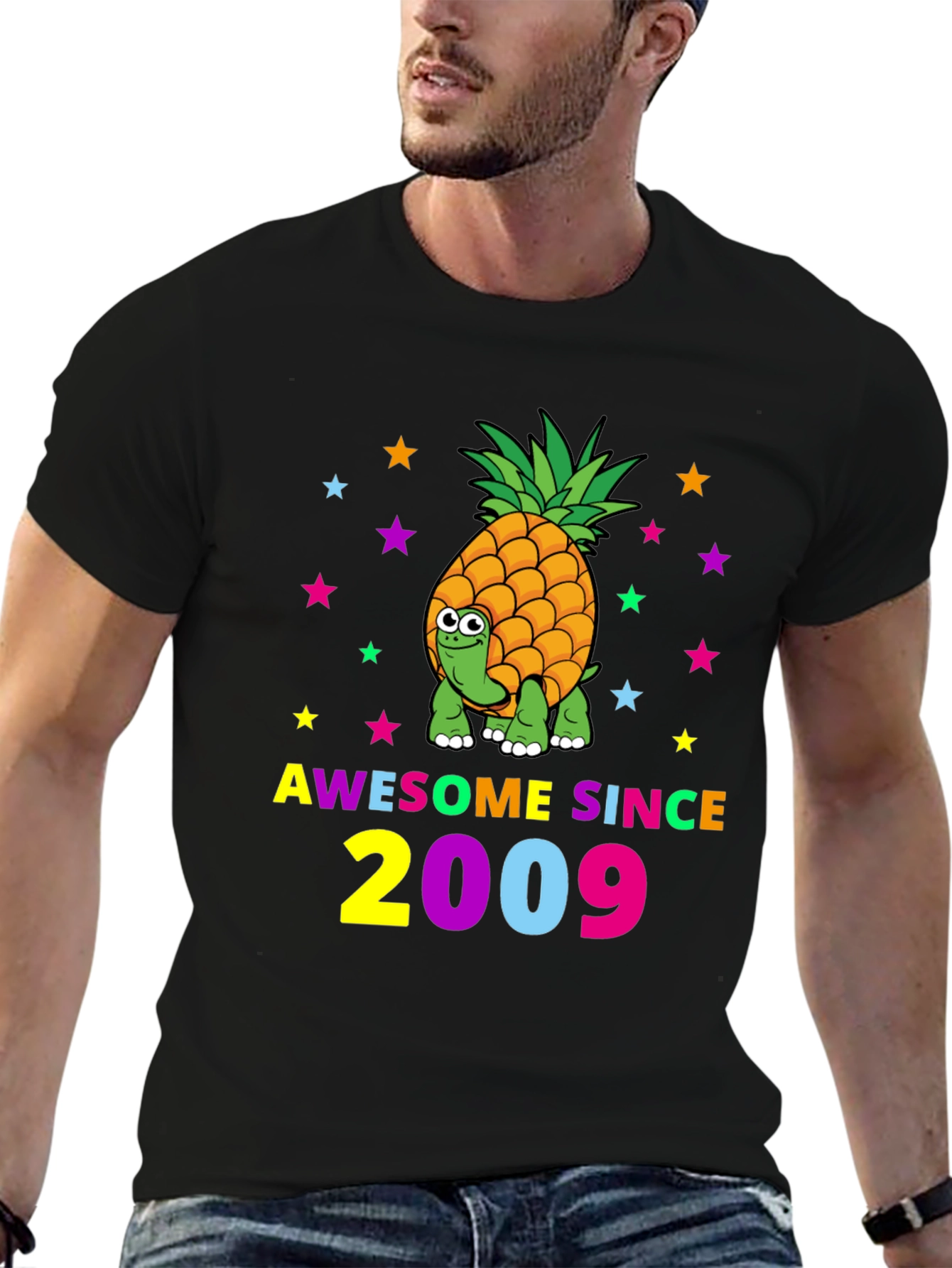 Awesome Since 2009 Pineapple Turtle Black Tee