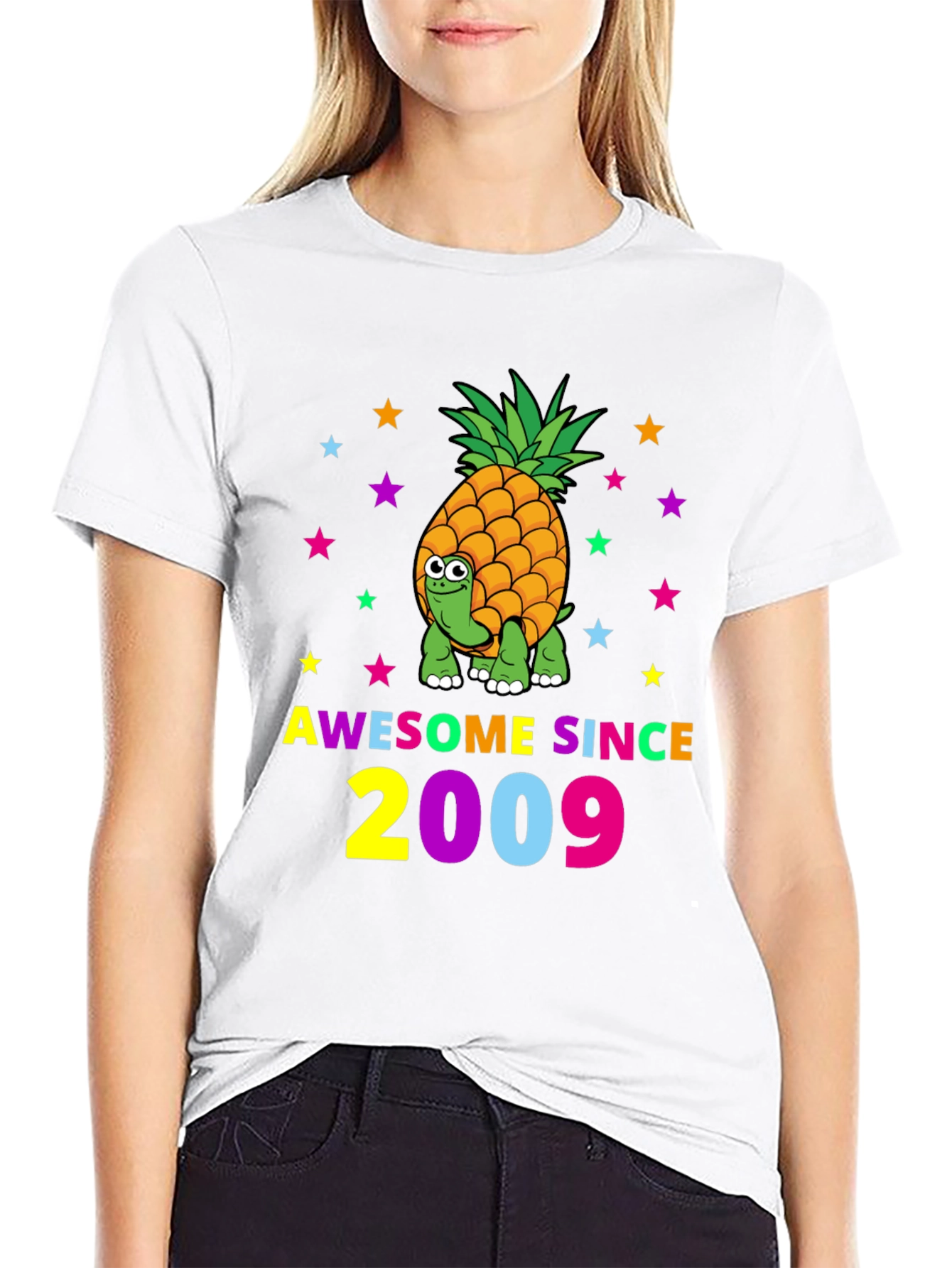 Awesome Since 2009 Pineapple Turtle Black Tee