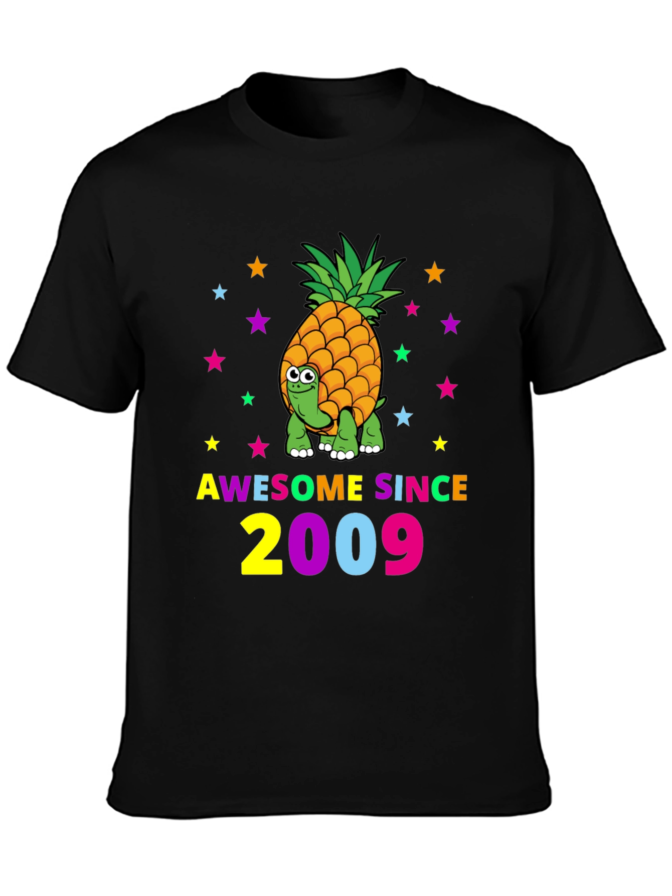 Awesome Since 2009 Pineapple Turtle Black Tee