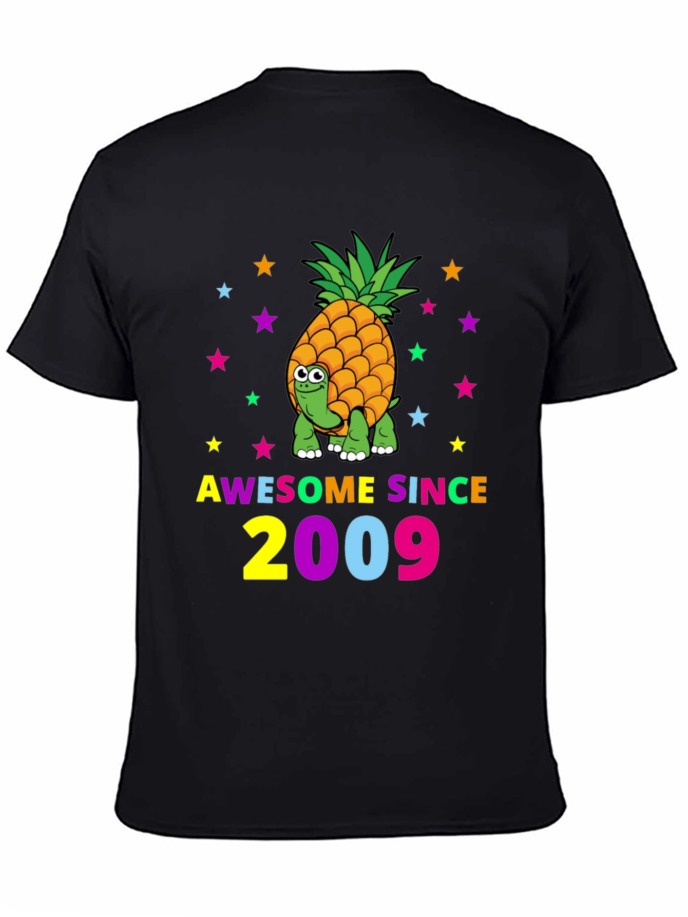 Awesome Since 2009 Pineapple Turtle Black Tee