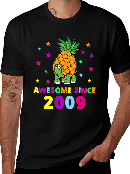 Awesome Since 2009 Pineapple Turtle Black Tee