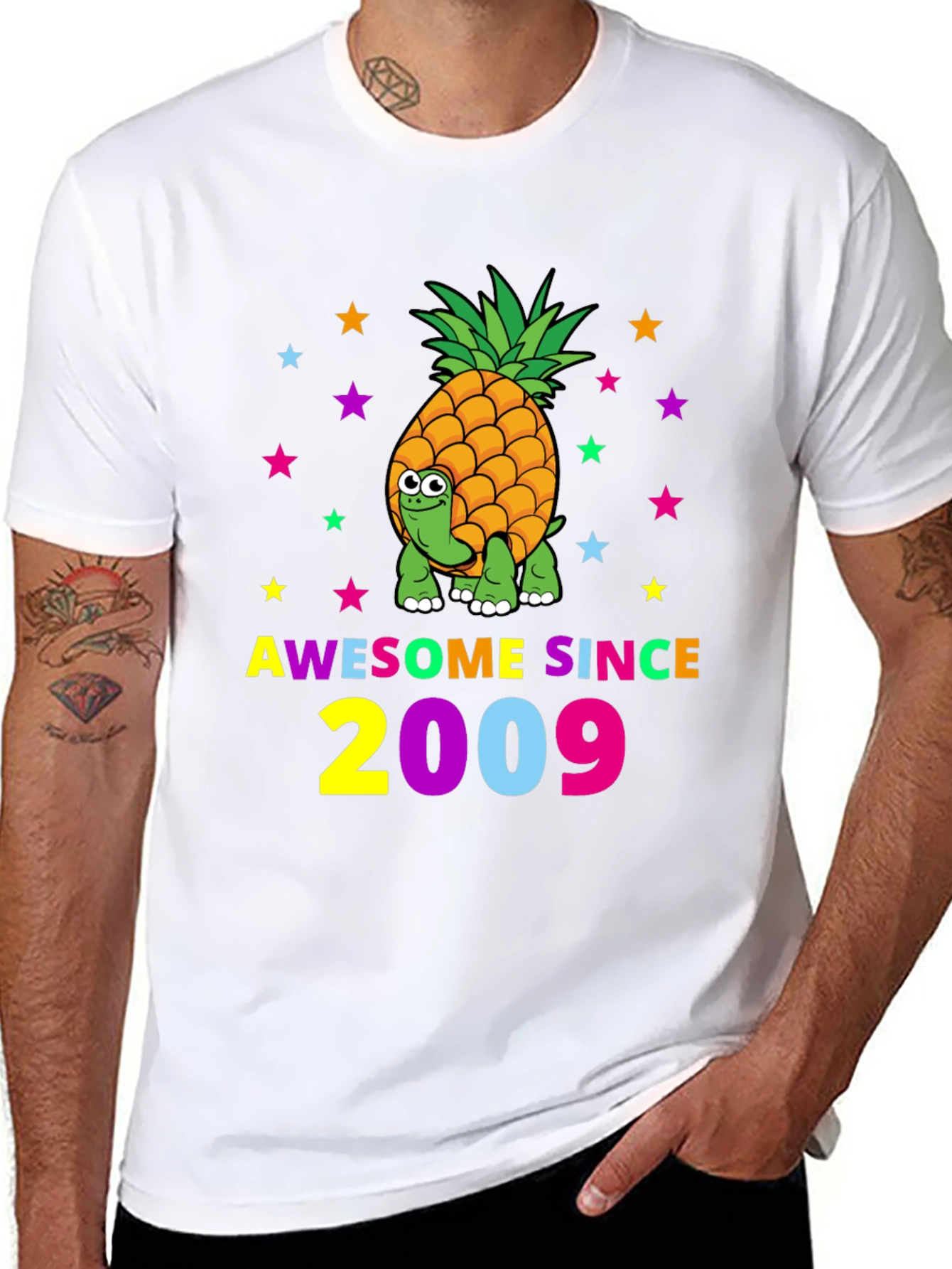 Awesome Since 2009 Pineapple Turtle Black Tee