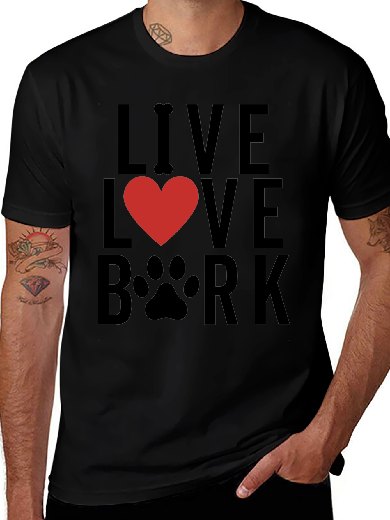 Live Love Bark Graphic T-Shirt - Dog Lover Tee
