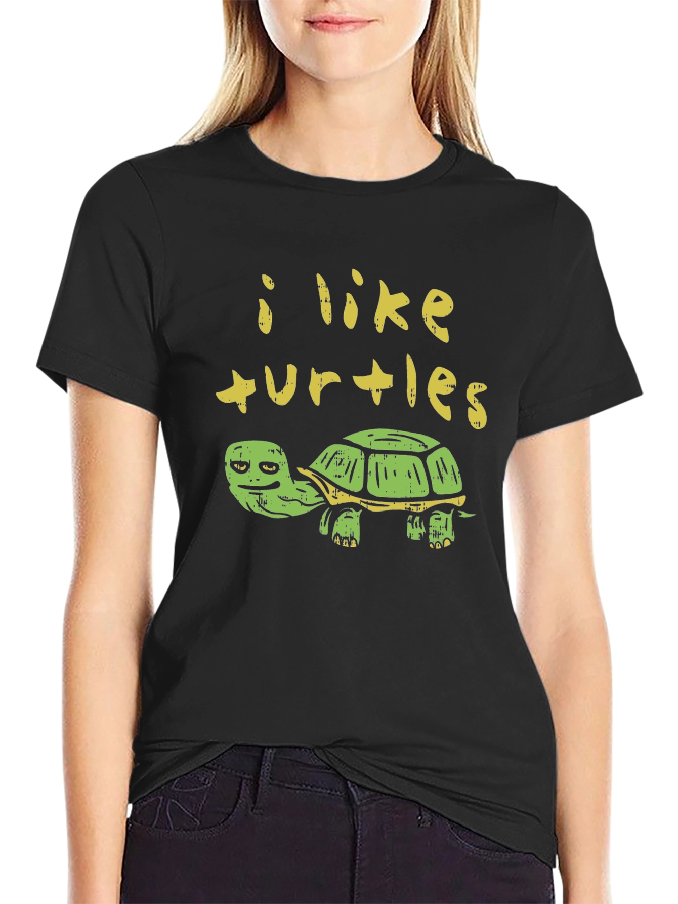 I Like Turtles Graphic Print T-Shirt