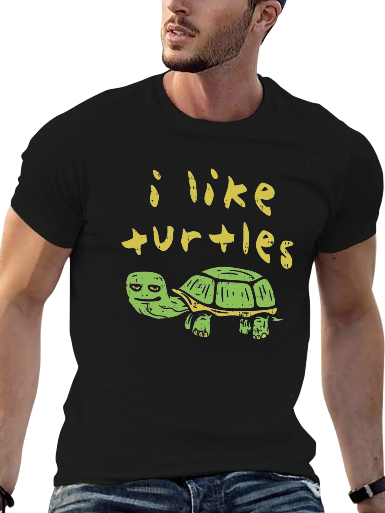 I Like Turtles Graphic Print T-Shirt