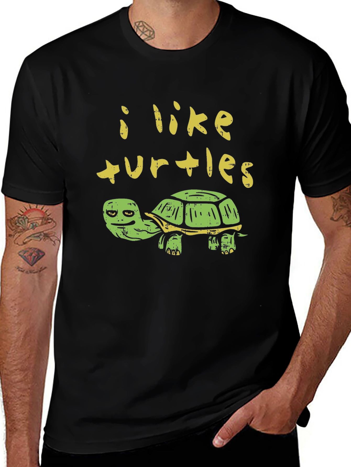 I Like Turtles Graphic Print T-Shirt