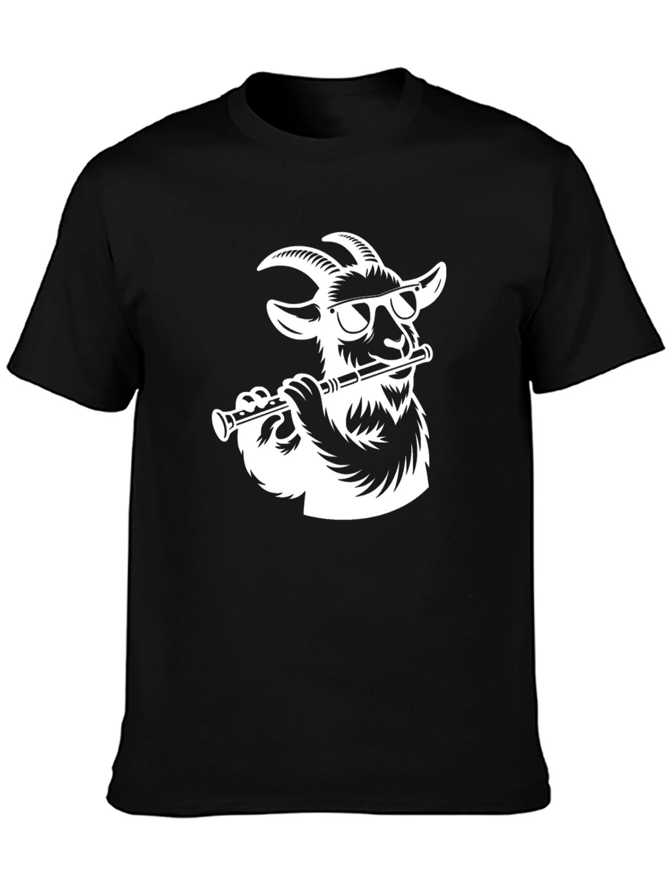 Goat Flute Player Graphic Tee - Stylish Mens T-Shirt