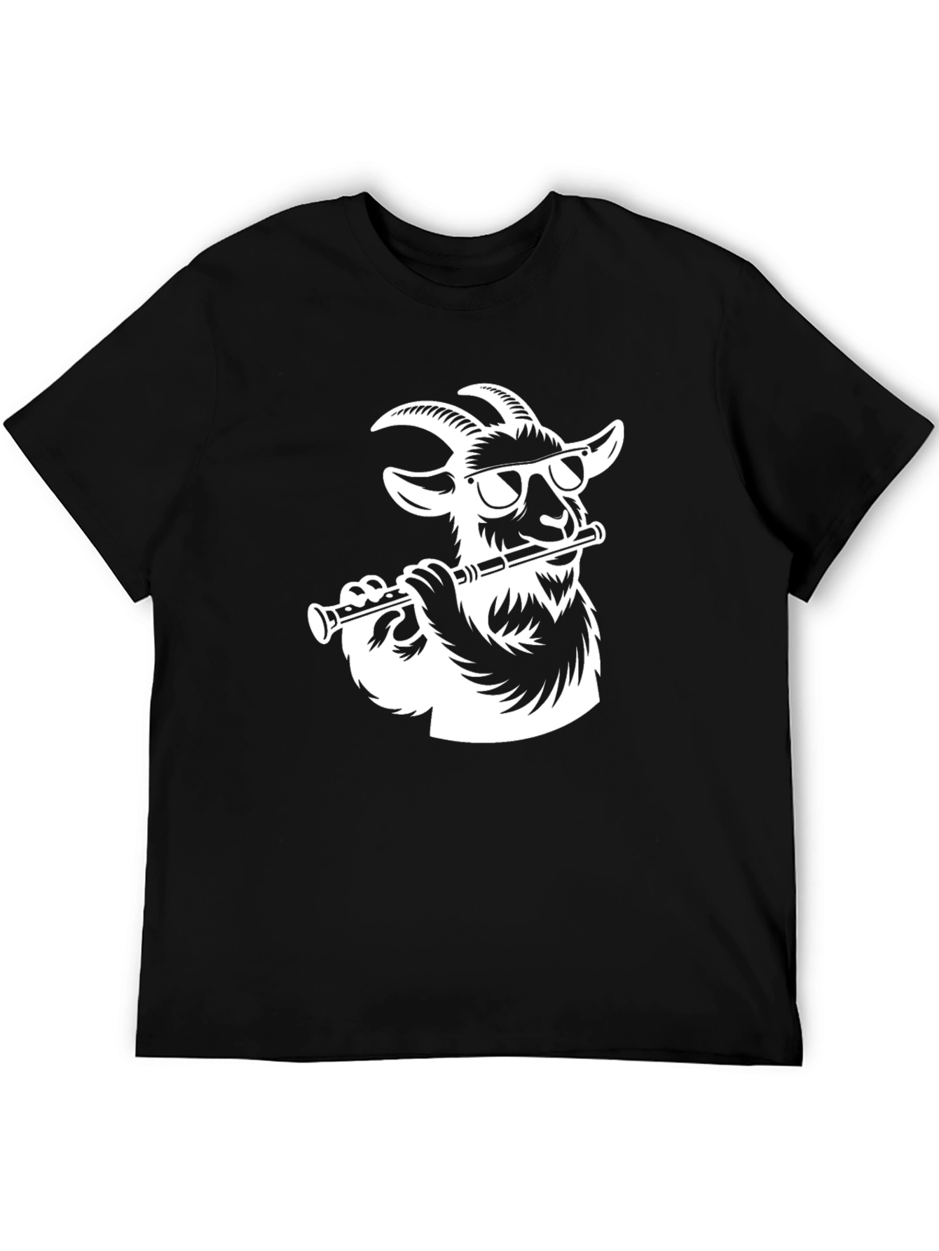 Goat Flute Player Graphic Tee - Stylish Mens T-Shirt