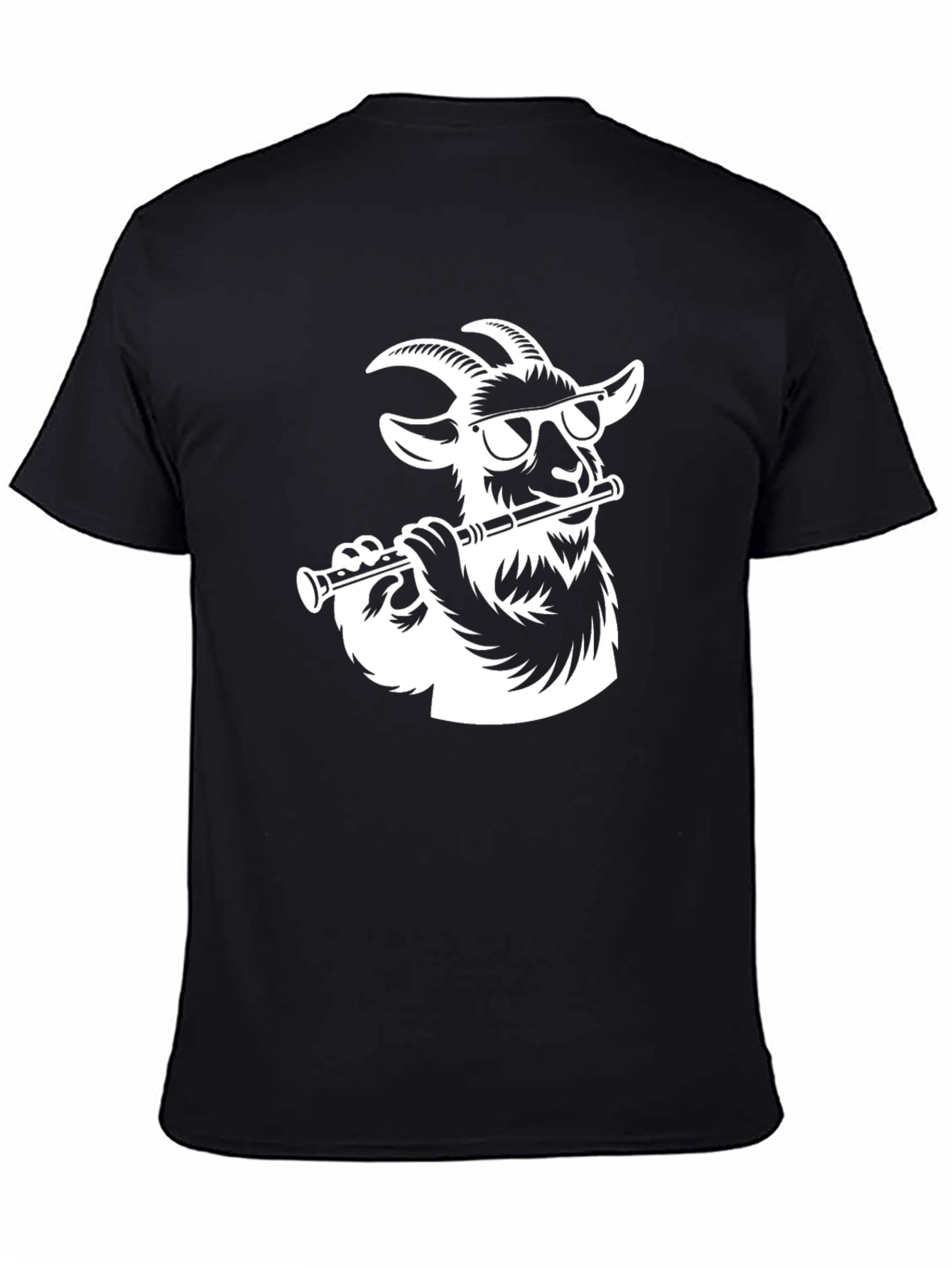 Goat Flute Player Graphic Tee - Stylish Mens T-Shirt