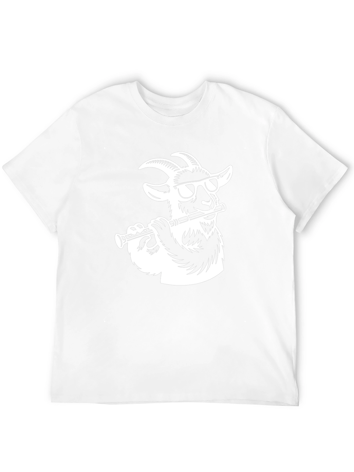 Goat Flute Player Graphic Tee - Stylish Mens T-Shirt