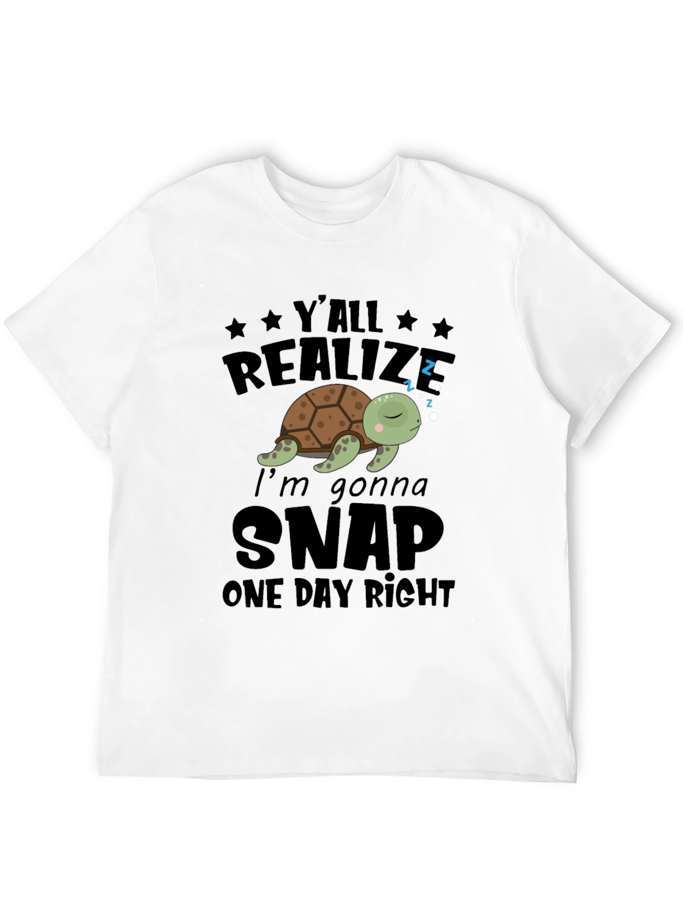 Funny Turtle Snap One Day Graphic Tee