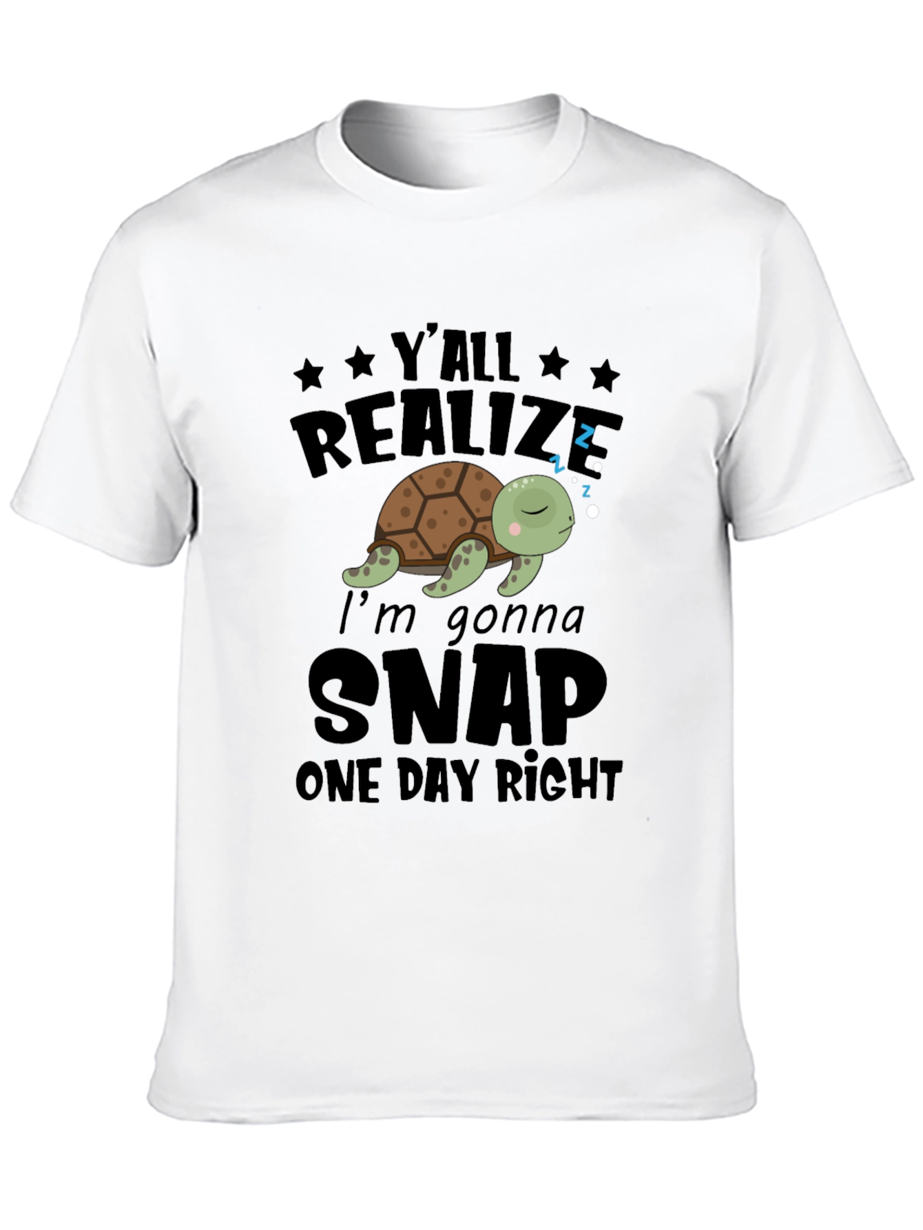 Funny Turtle Snap One Day Graphic Tee