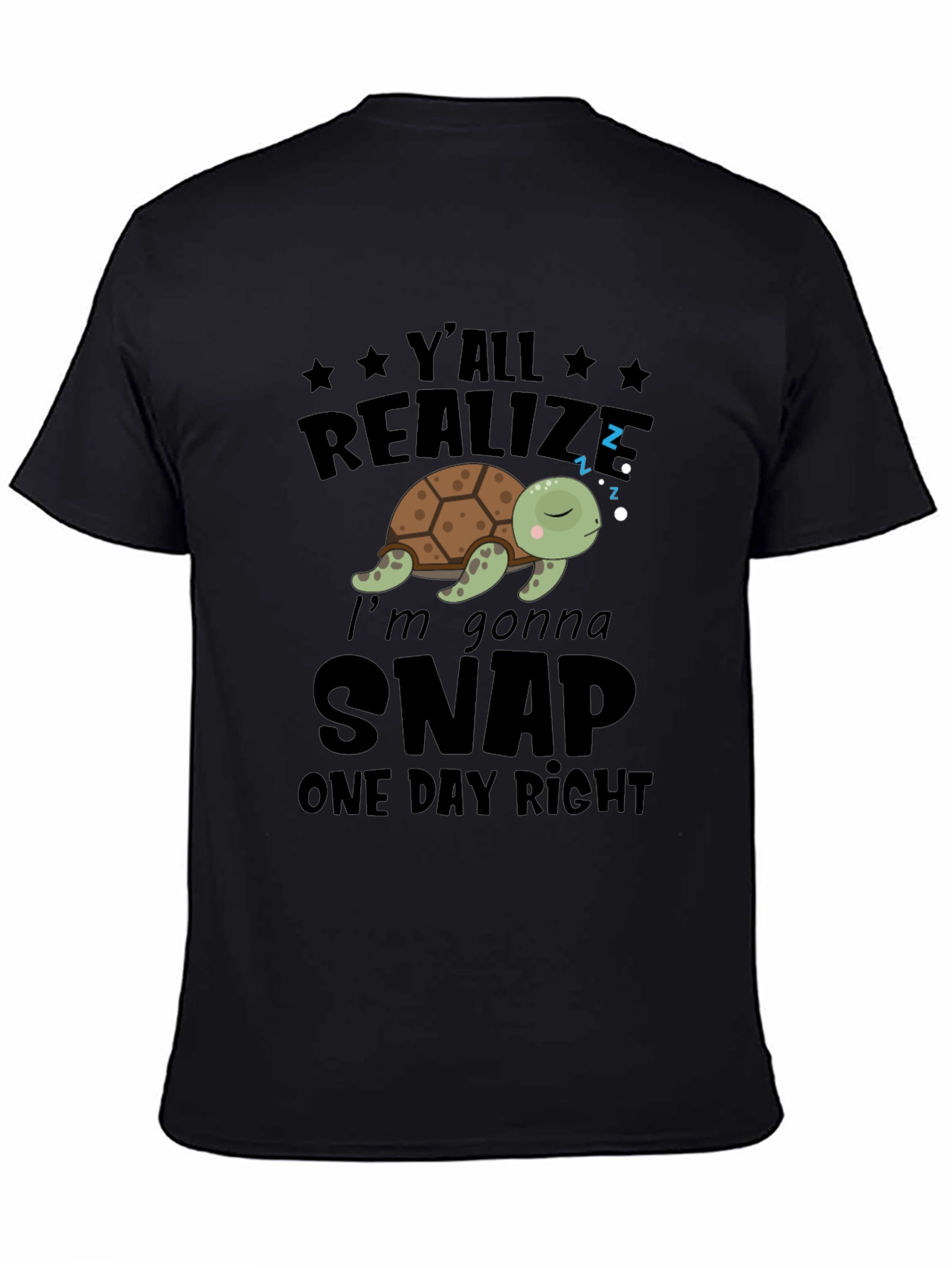 Funny Turtle Snap One Day Graphic Tee