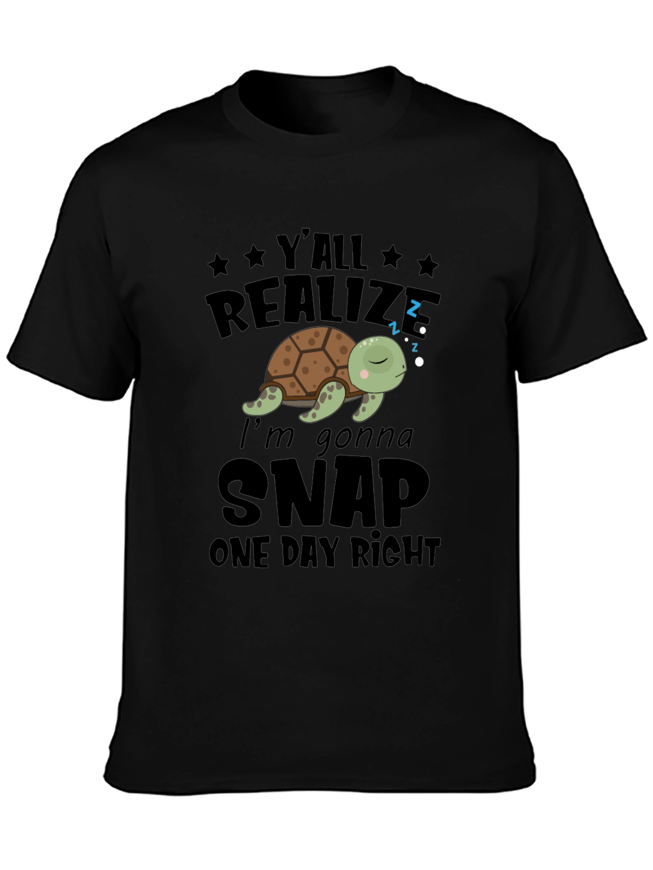 Funny Turtle Snap One Day Graphic Tee
