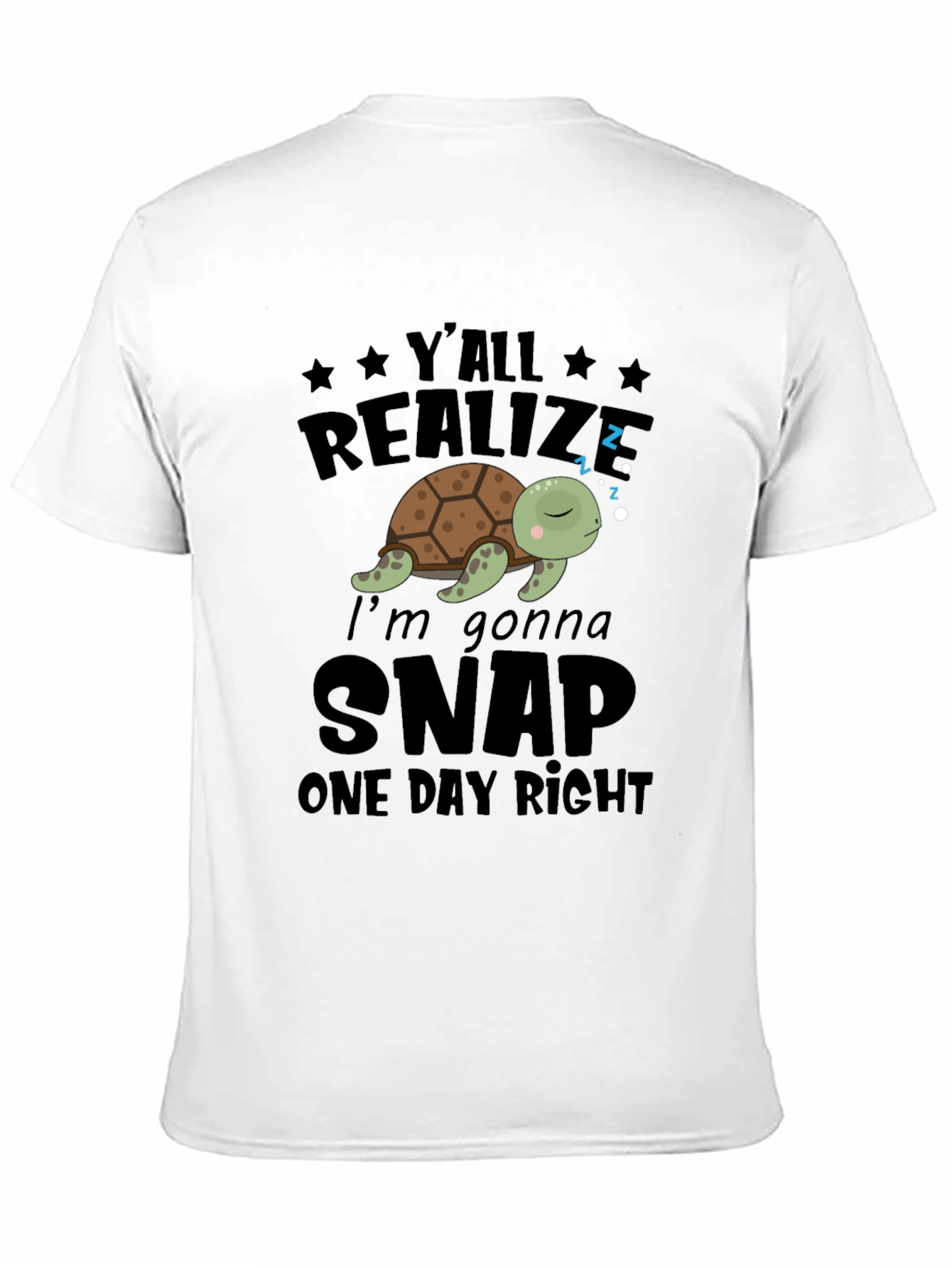 Funny Turtle Snap One Day Graphic Tee