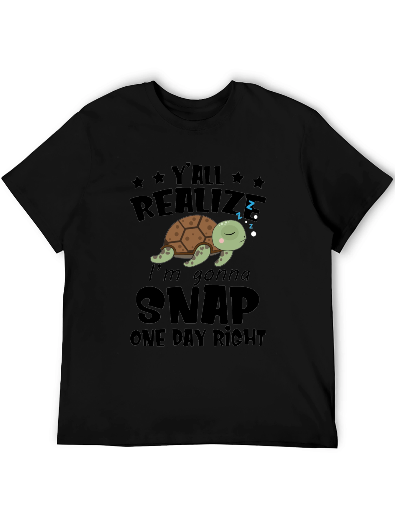 Funny Turtle Snap One Day Graphic Tee
