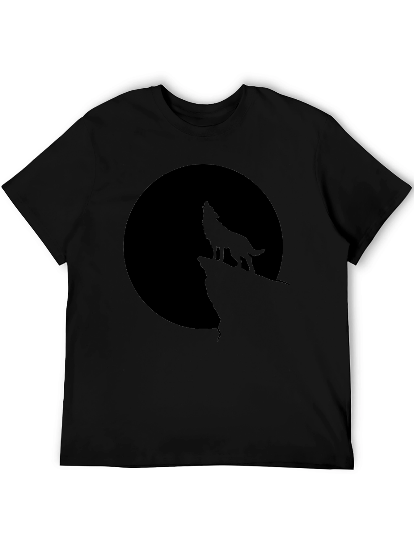 Wolf Moon Graphic Tee - Black Cotton Blend