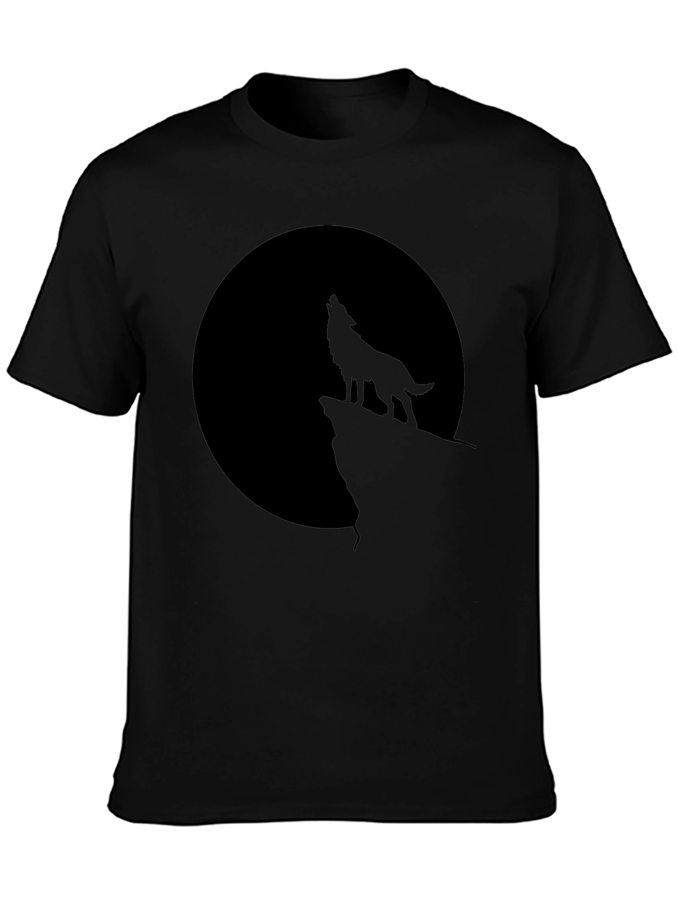 Wolf Moon Graphic Tee - Black Cotton Blend
