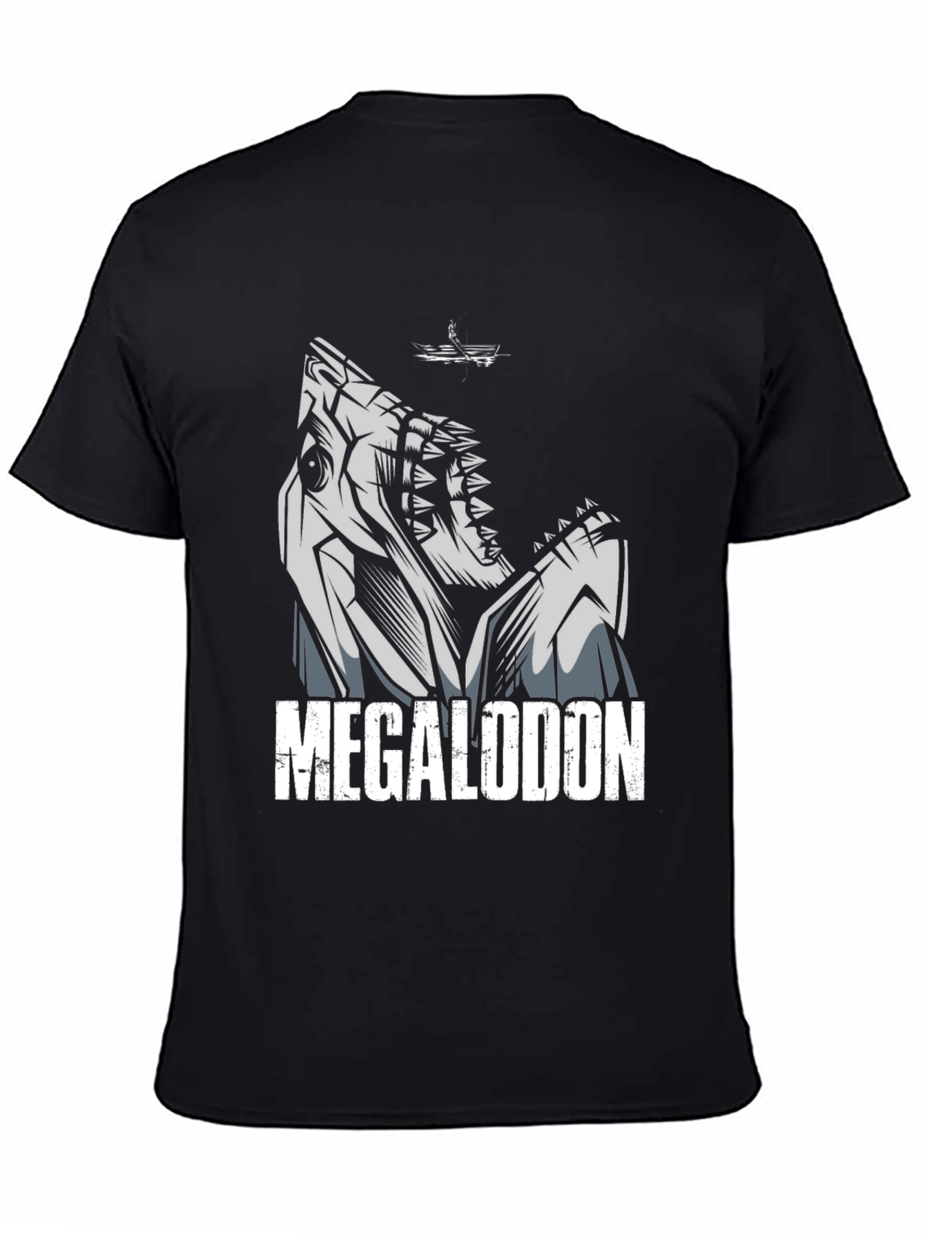 Megalodon Shark Graphic Tee - Black Cotton T-Shirt