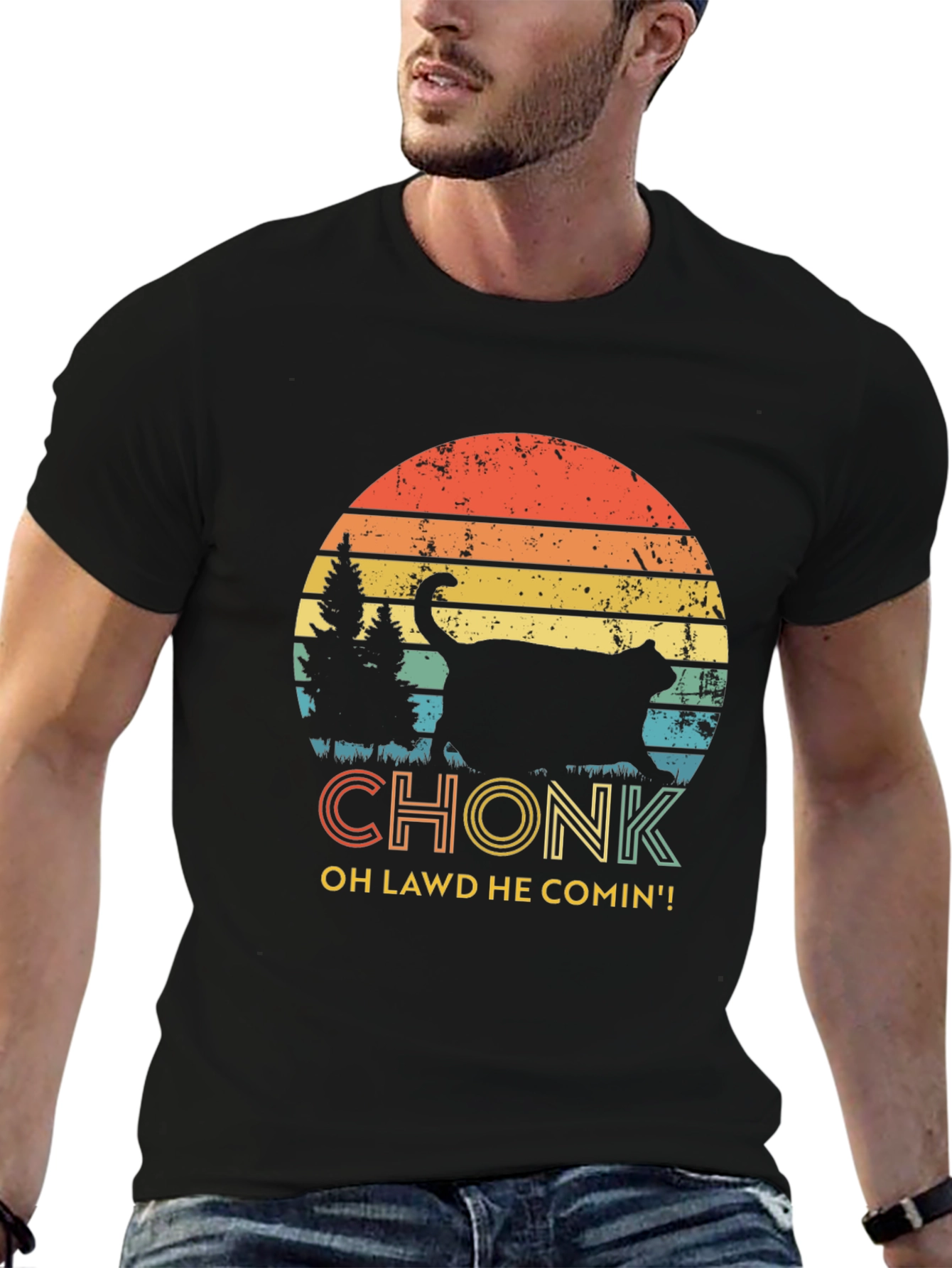 Chonk Cat T-Shirt - Oh Lawd He Comin!