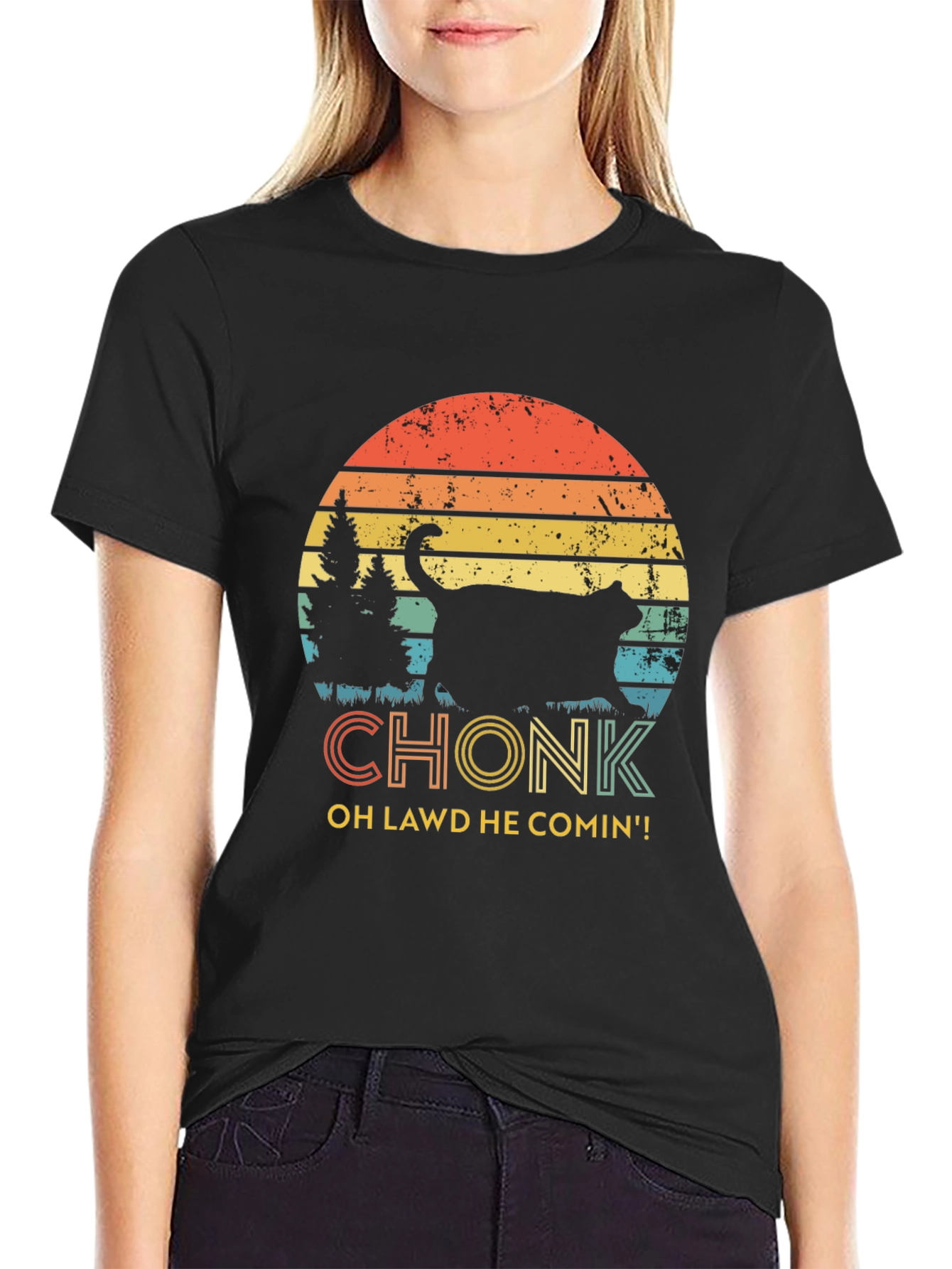 Chonk Cat T-Shirt - Oh Lawd He Comin!