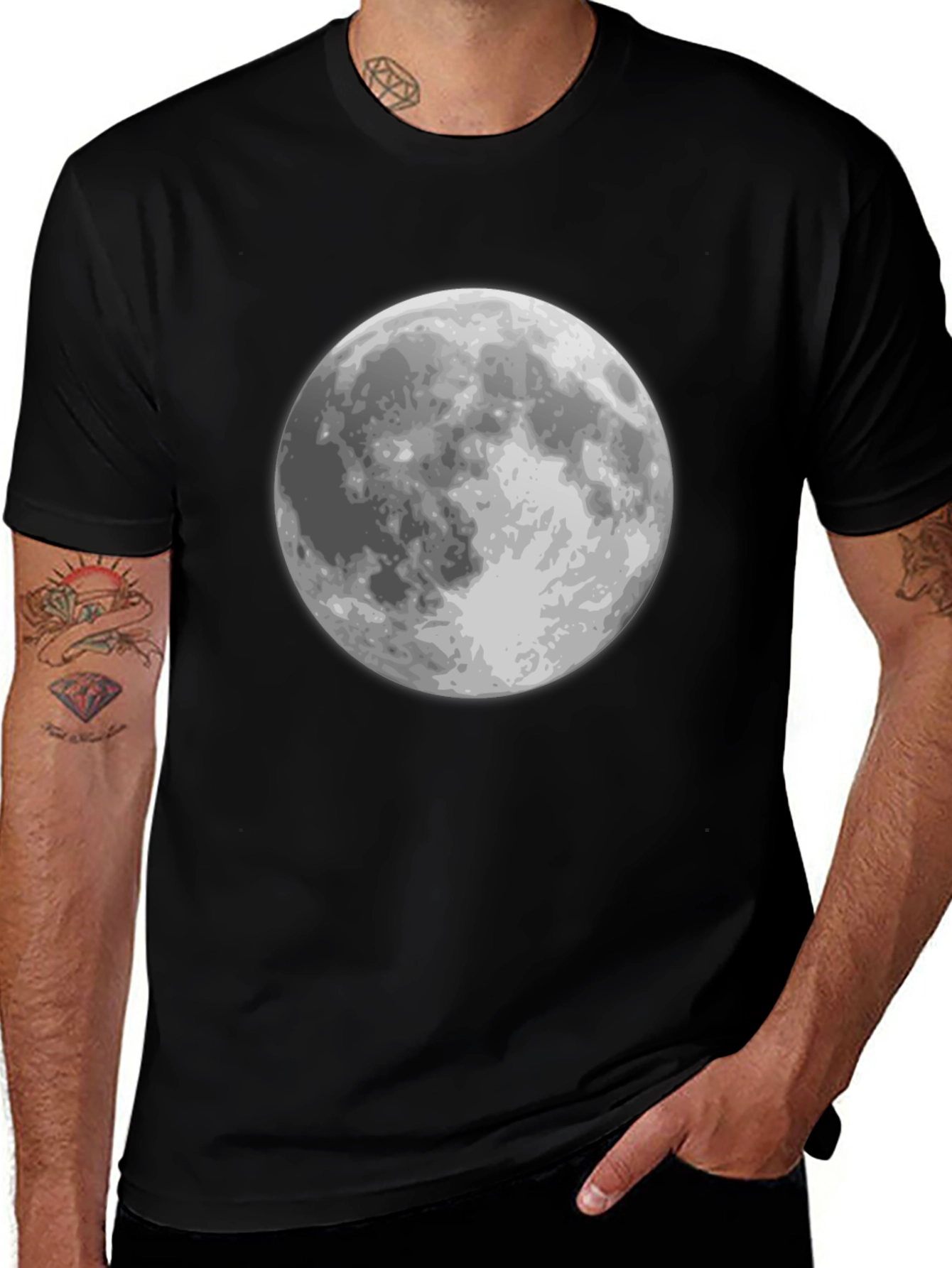 Lunar Graphic Tee - Black Moon Print T-Shirt