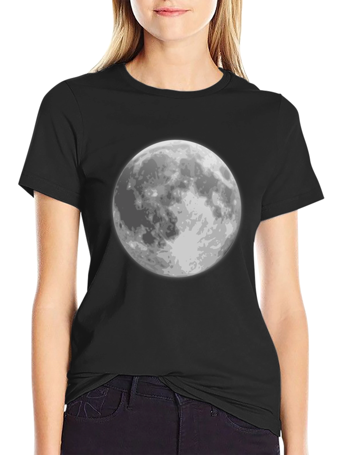 Lunar Graphic Tee - Black Moon Print T-Shirt