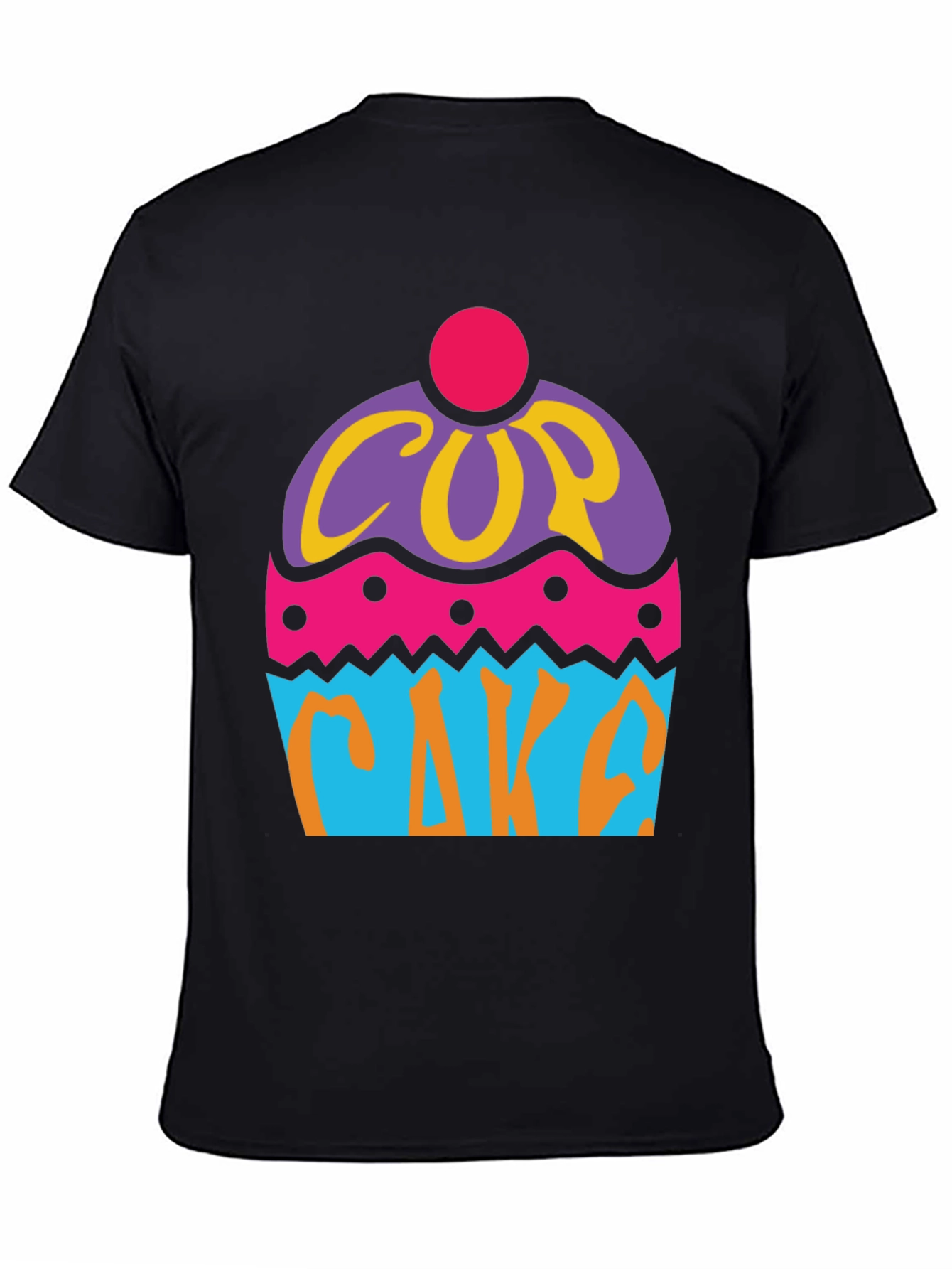 Fun Cupcake Graphic Tee - Black Cotton T-Shirt