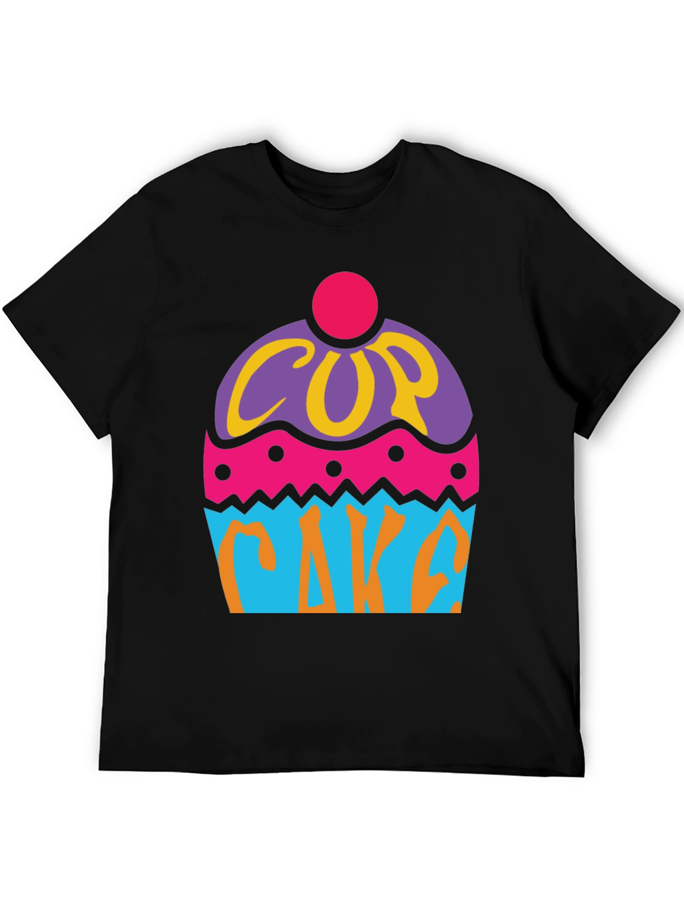 Fun Cupcake Graphic Tee - Black Cotton T-Shirt