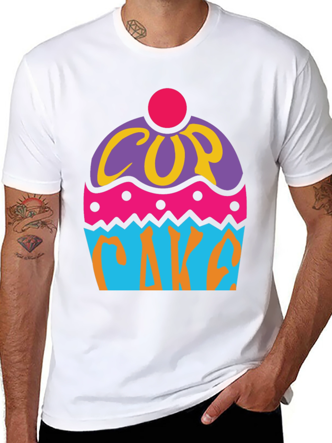 Fun Cupcake Graphic Tee - Black Cotton T-Shirt