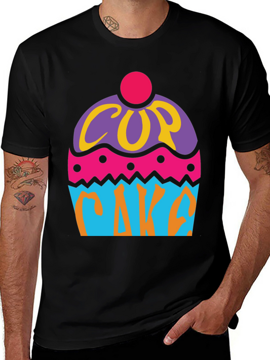 Fun Cupcake Graphic Tee - Black Cotton T-Shirt