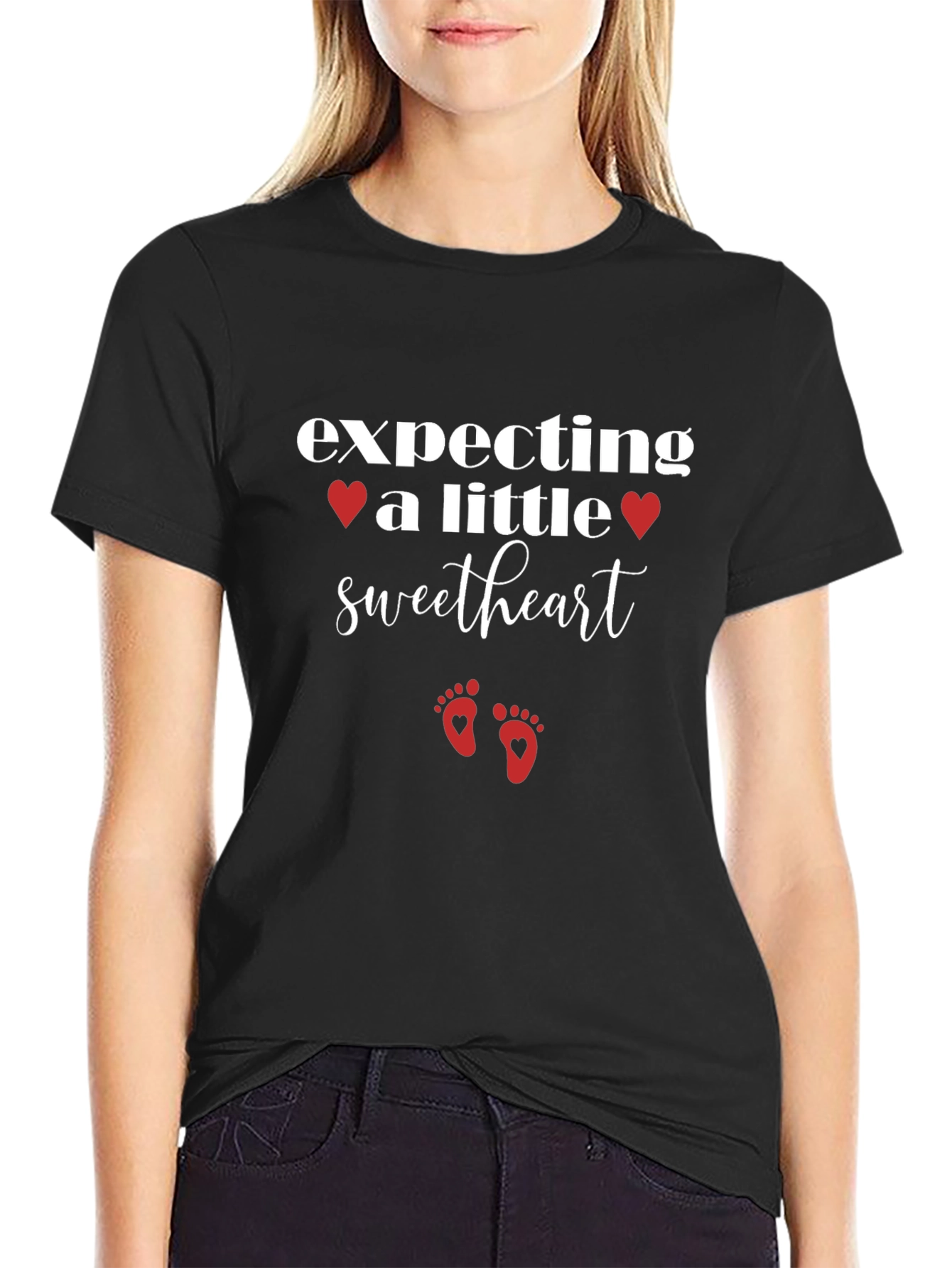 Expecting a Little Sweetheart Black T-Shirt