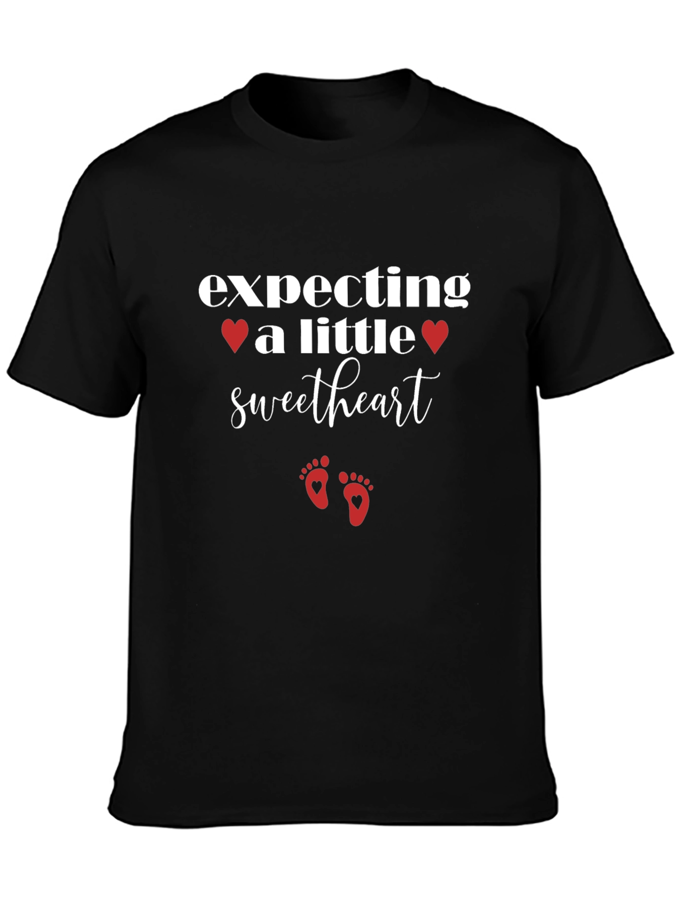 Expecting a Little Sweetheart Black T-Shirt