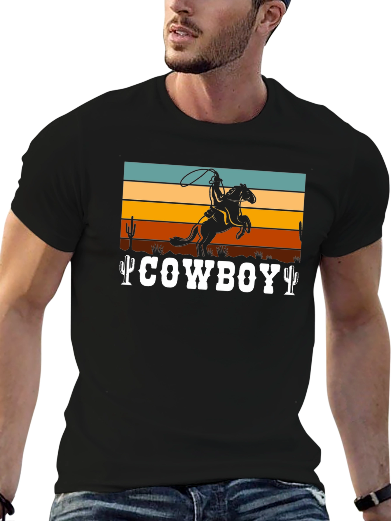 Cowboy Graphic Tee - Retro Western Design