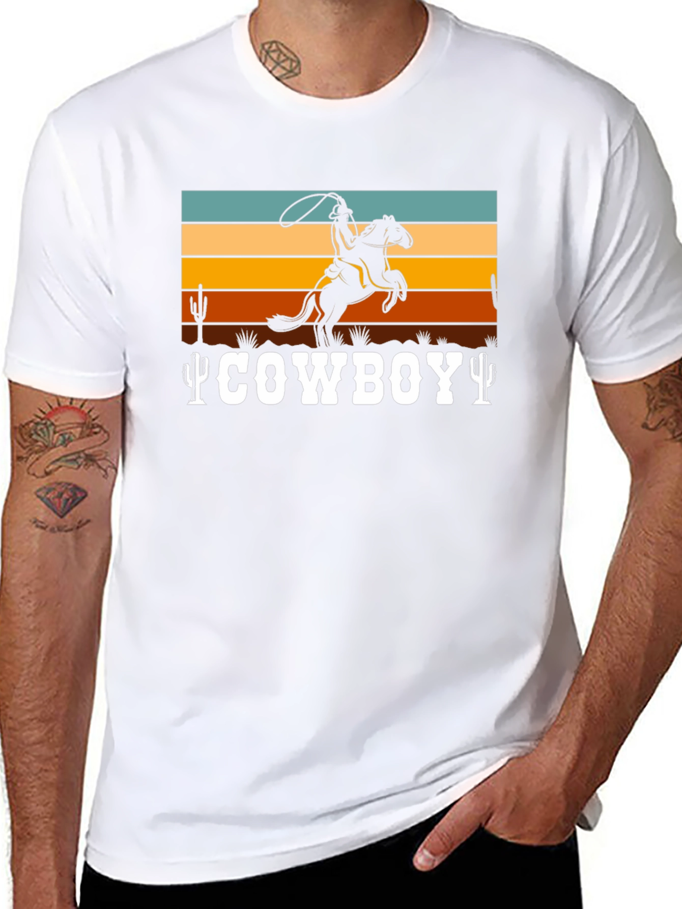 Cowboy Graphic Tee - Retro Western Design