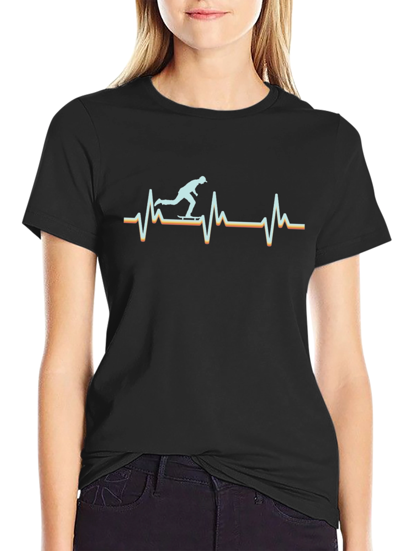 Skateboard Heartbeat Graphic Tee - Ride the Pulse!