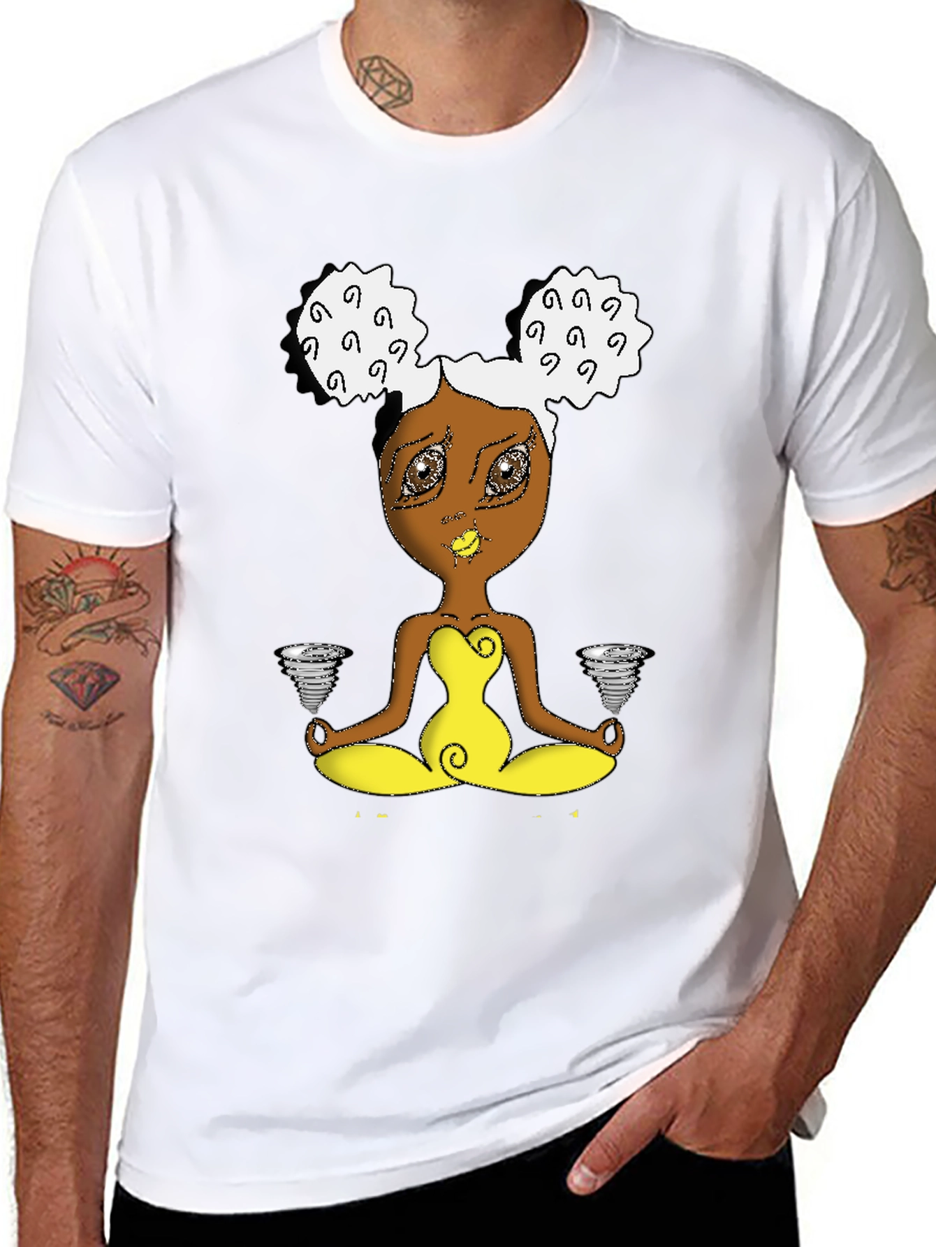 Zen Cartoon Girl Black T-Shirt