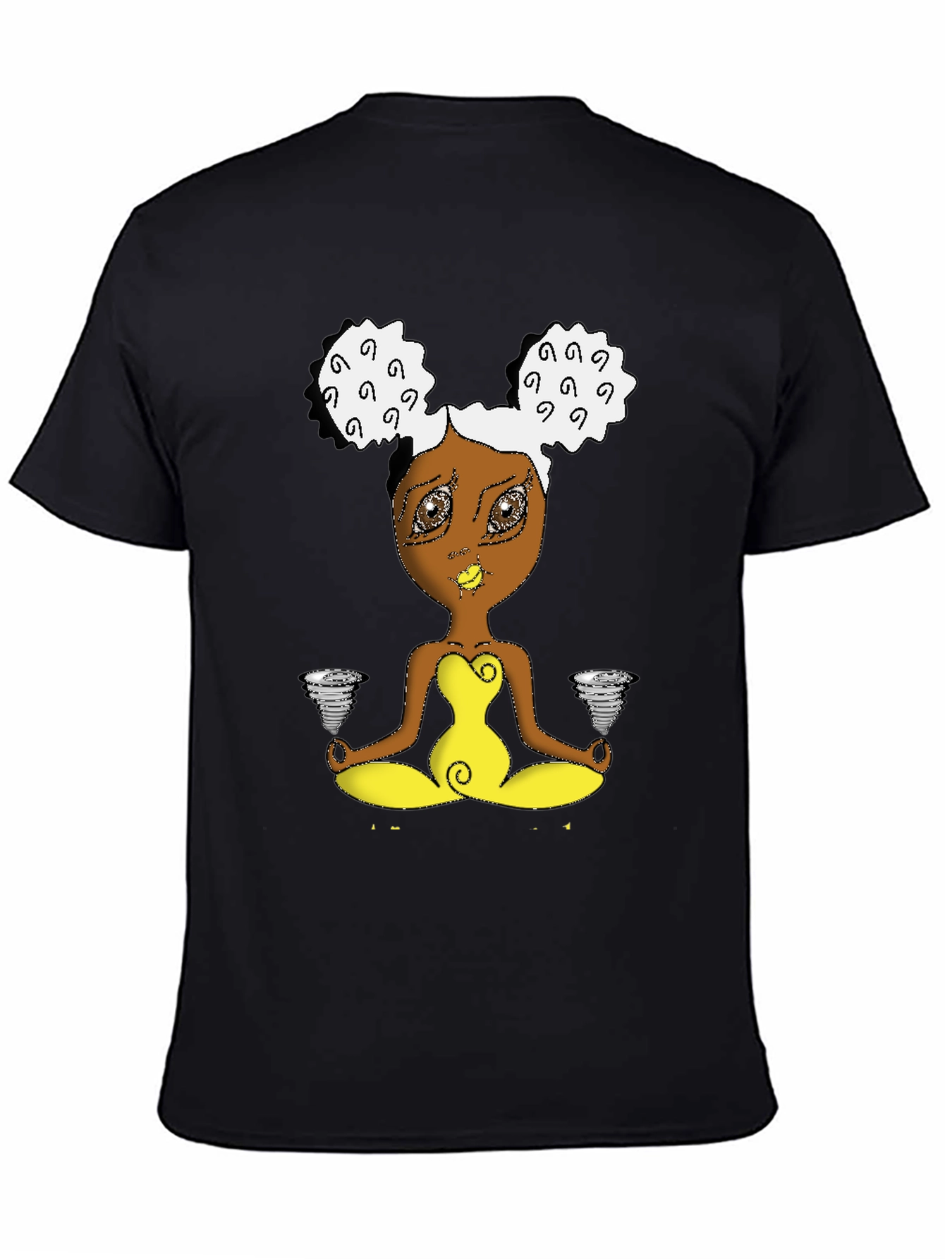 Zen Cartoon Girl Black T-Shirt