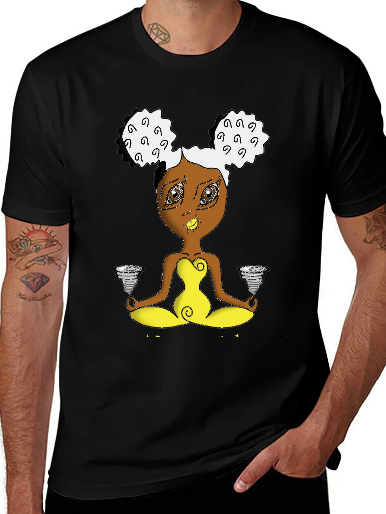Zen Cartoon Girl Black T-Shirt