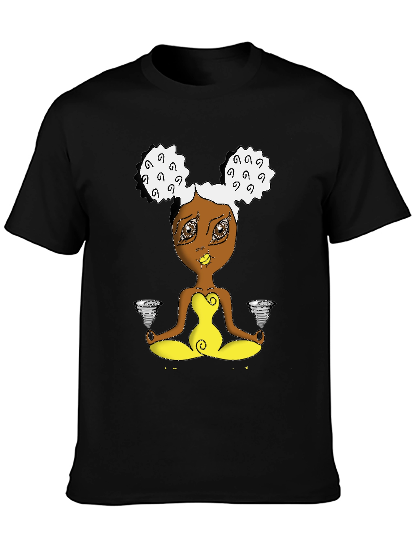 Zen Cartoon Girl Black T-Shirt