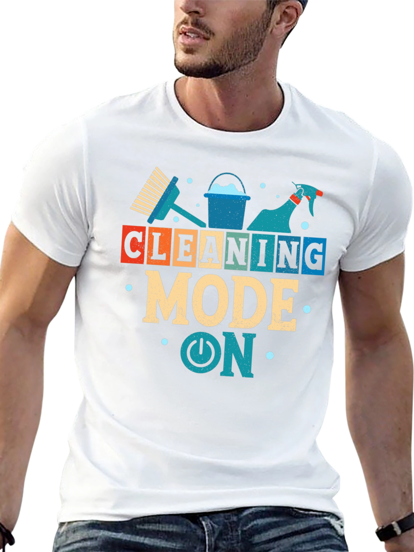 Cleaning Mode On Graphic T-Shirt