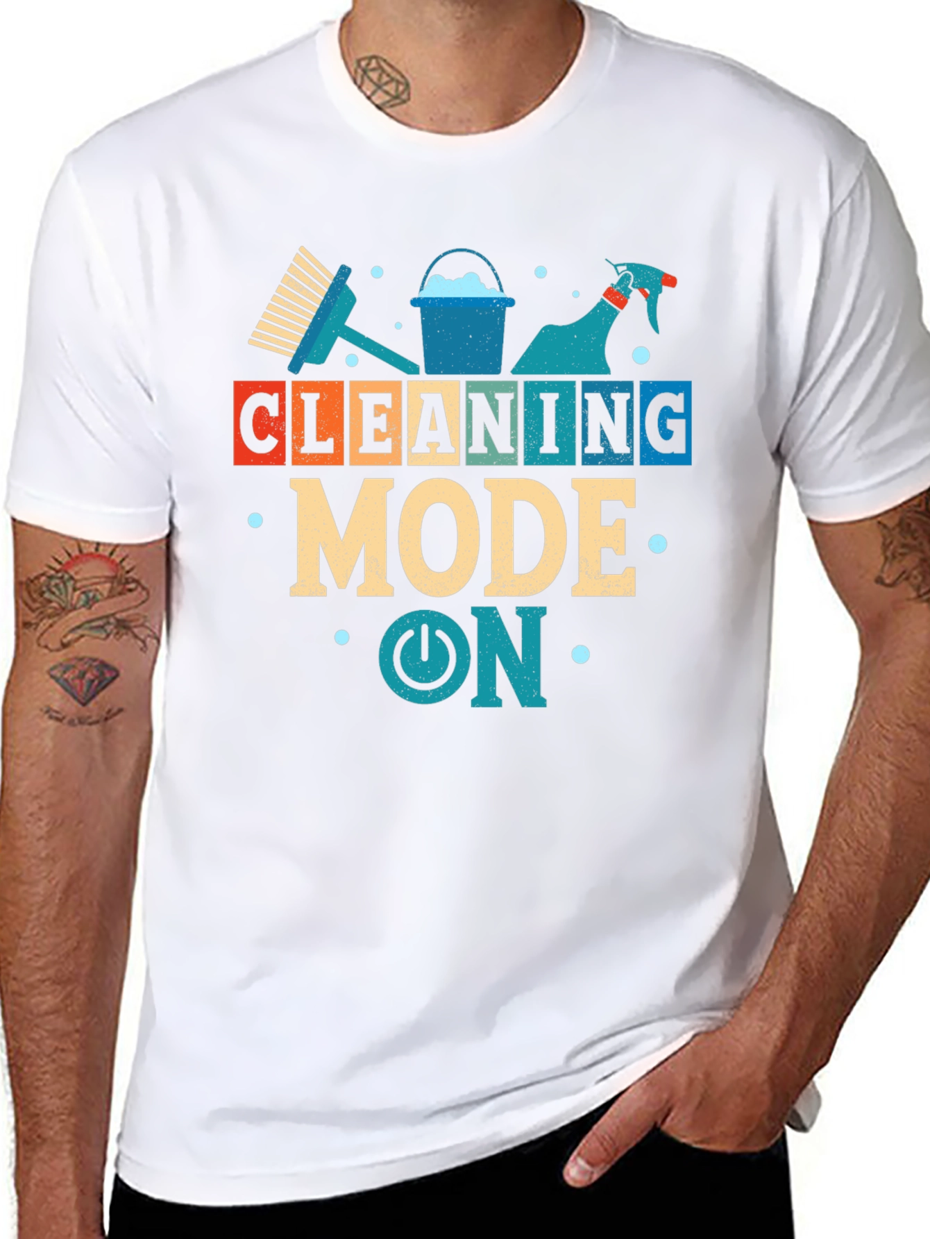 Cleaning Mode On Graphic T-Shirt