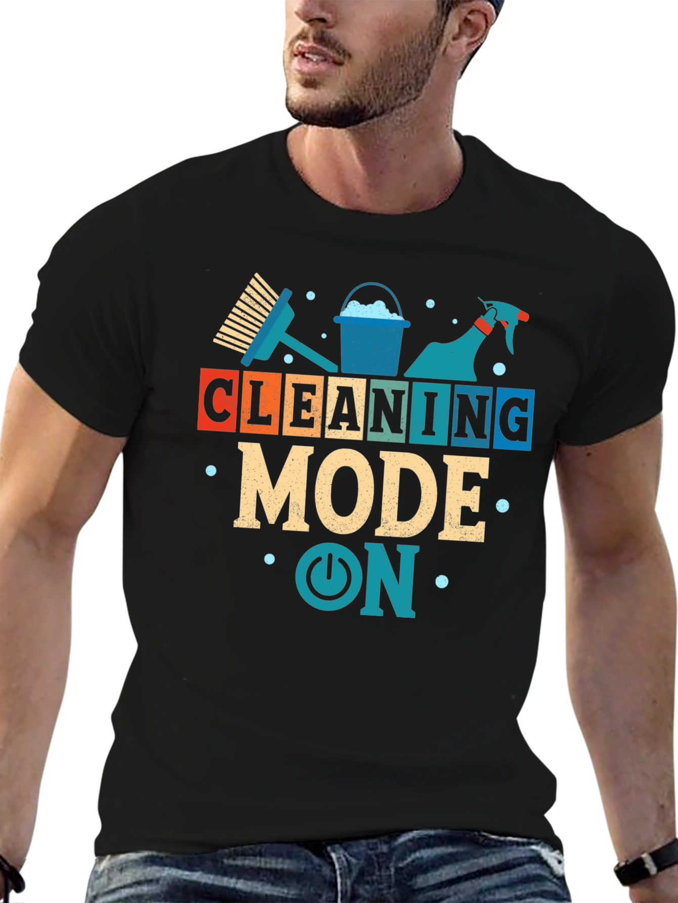 Cleaning Mode On Graphic T-Shirt