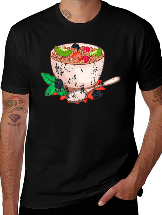 Cereal Bowl Graphic Tee - Trendy Breakfast Shirt