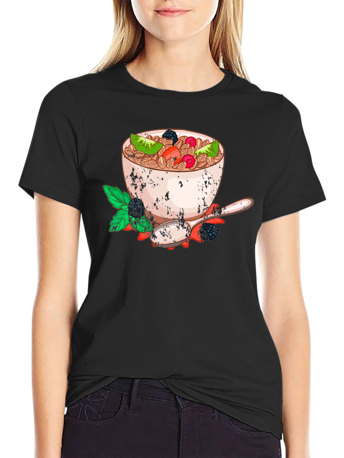 Cereal Bowl Graphic Tee - Trendy Breakfast Shirt