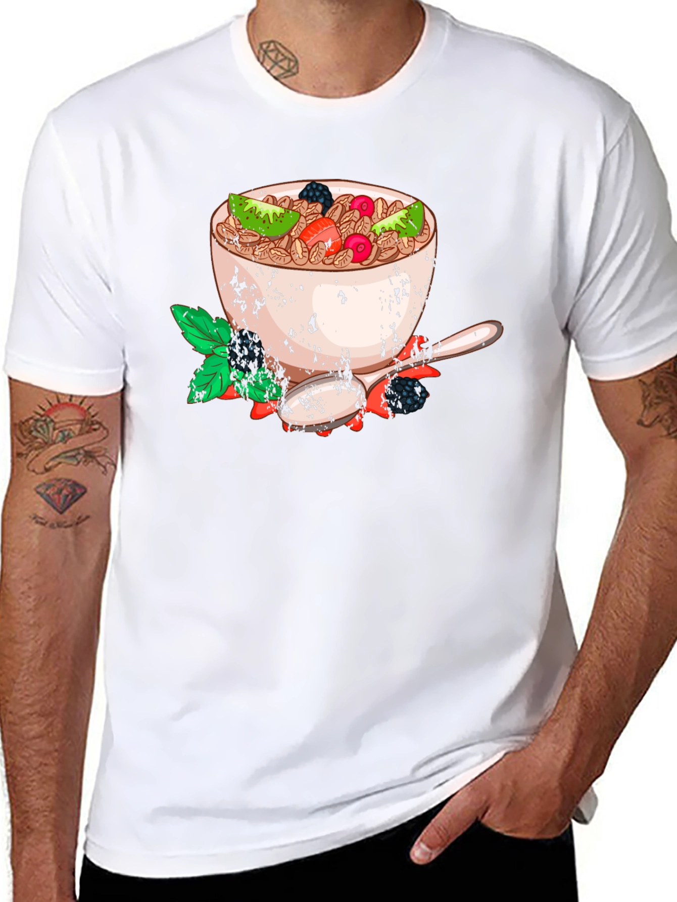 Cereal Bowl Graphic Tee - Trendy Breakfast Shirt