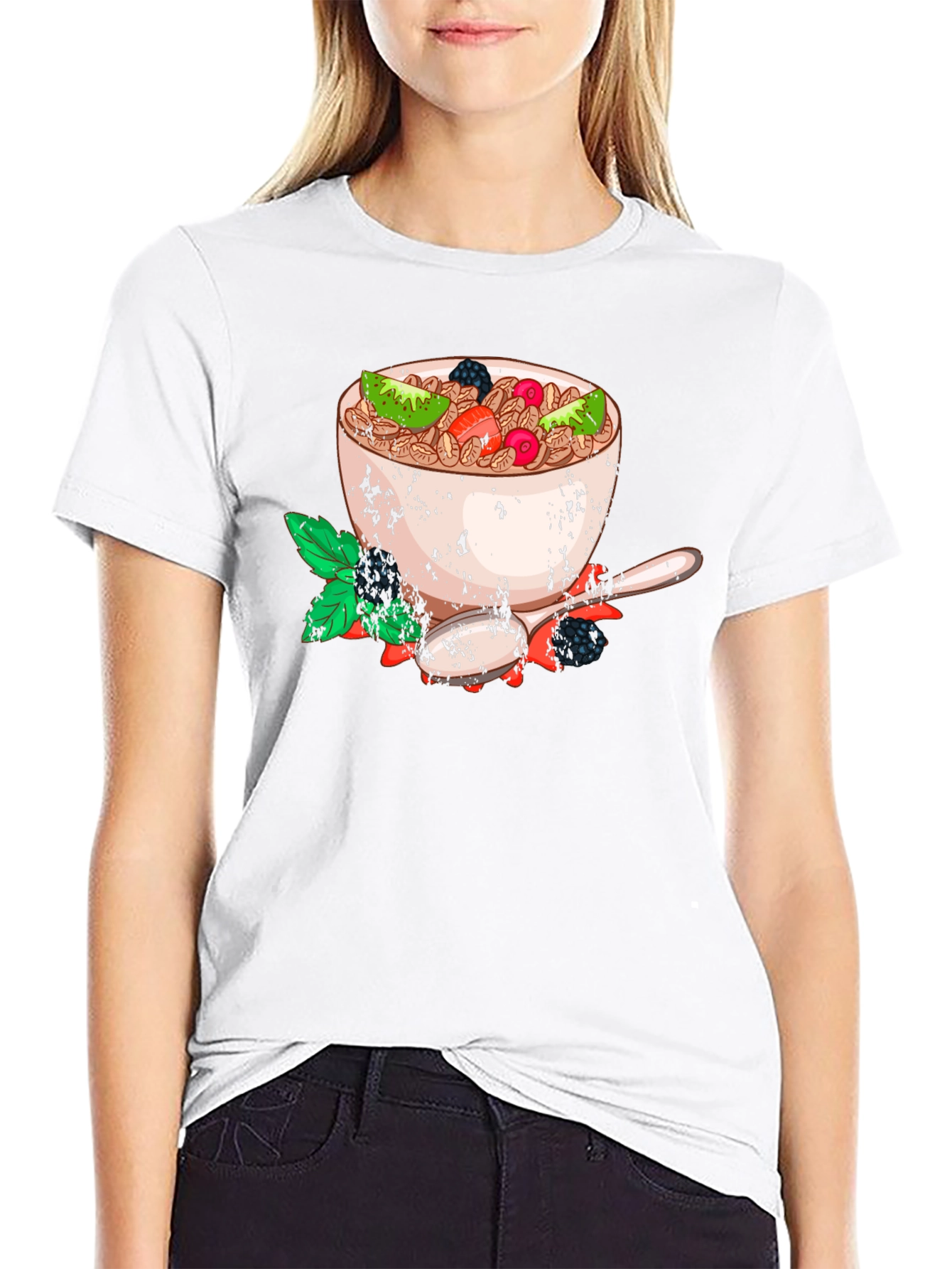 Cereal Bowl Graphic Tee - Trendy Breakfast Shirt