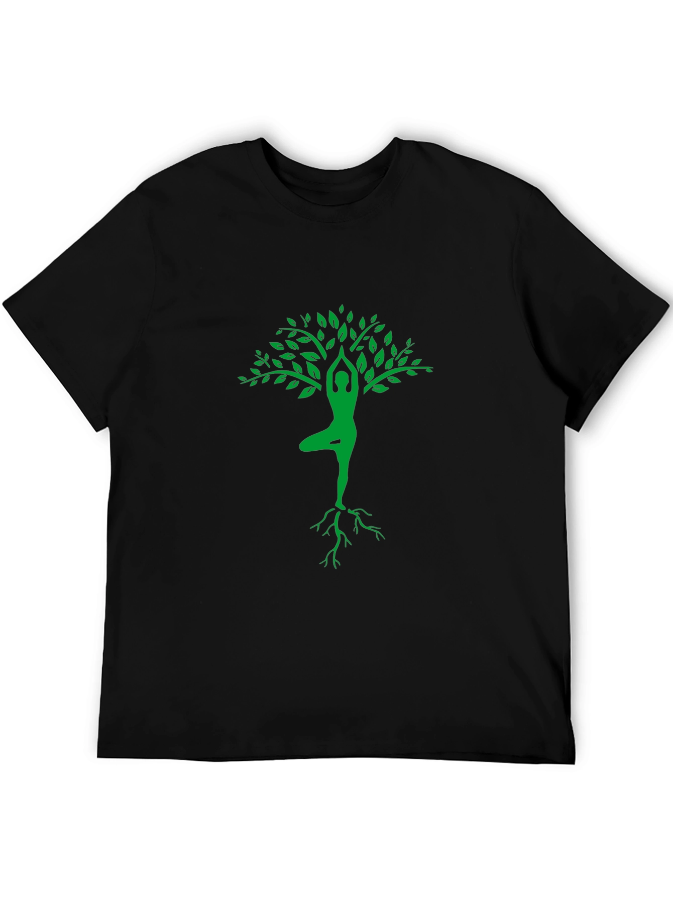Yoga Tree Pose Graphic Tee - Black Cotton