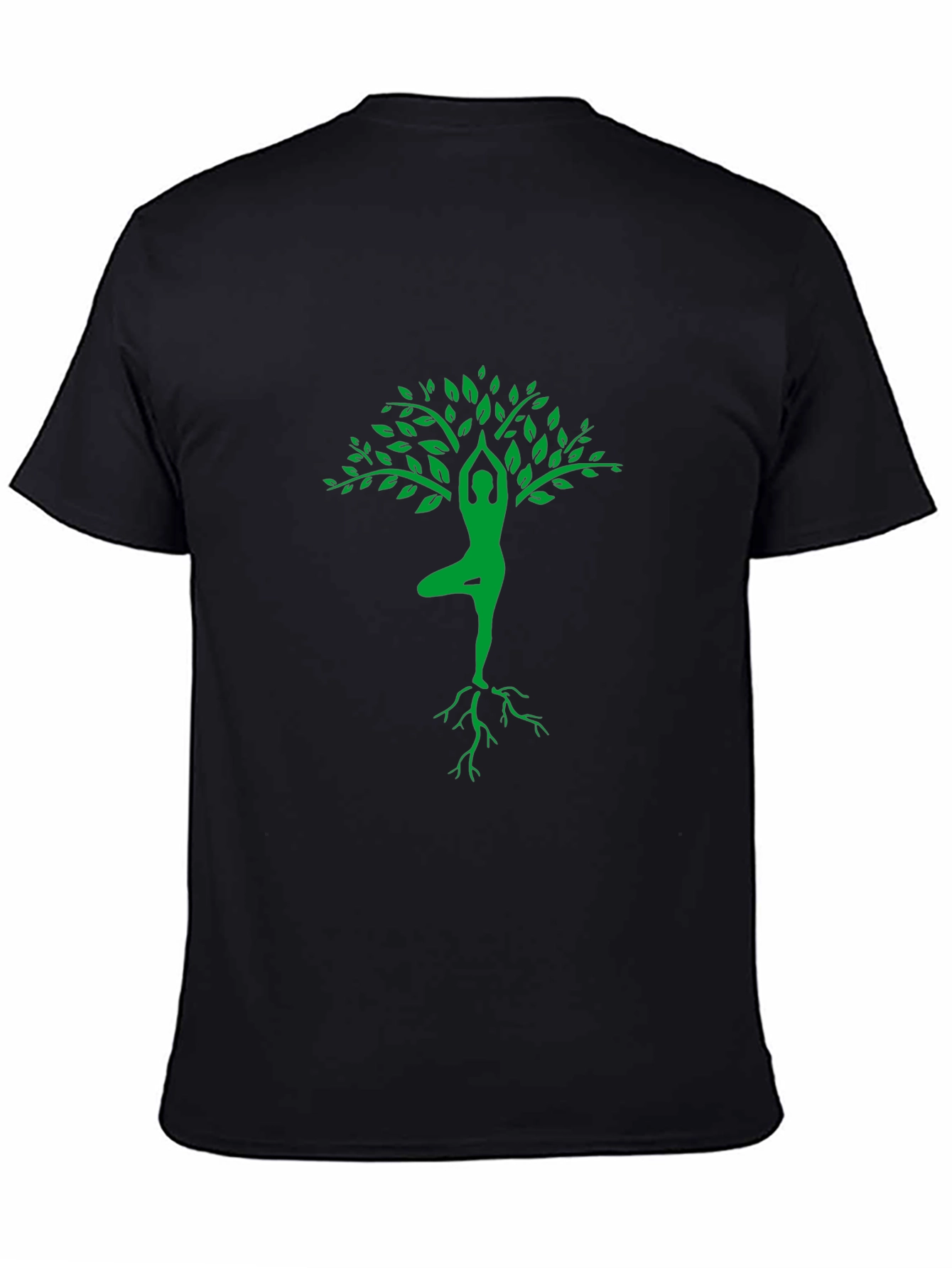 Yoga Tree Pose Graphic Tee - Black Cotton